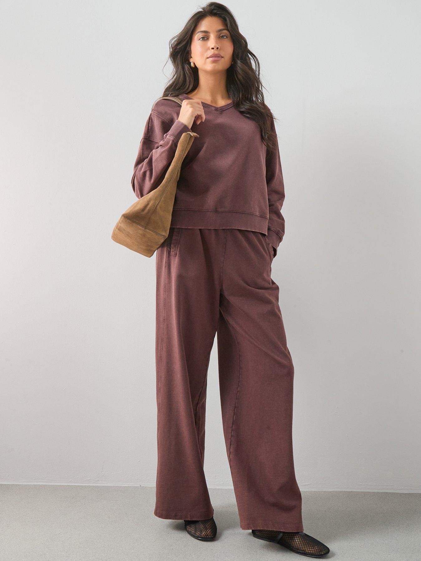Image 6 of 6 of The Very Collection Acid Wash Sweatshirt Co-Ord - Purple