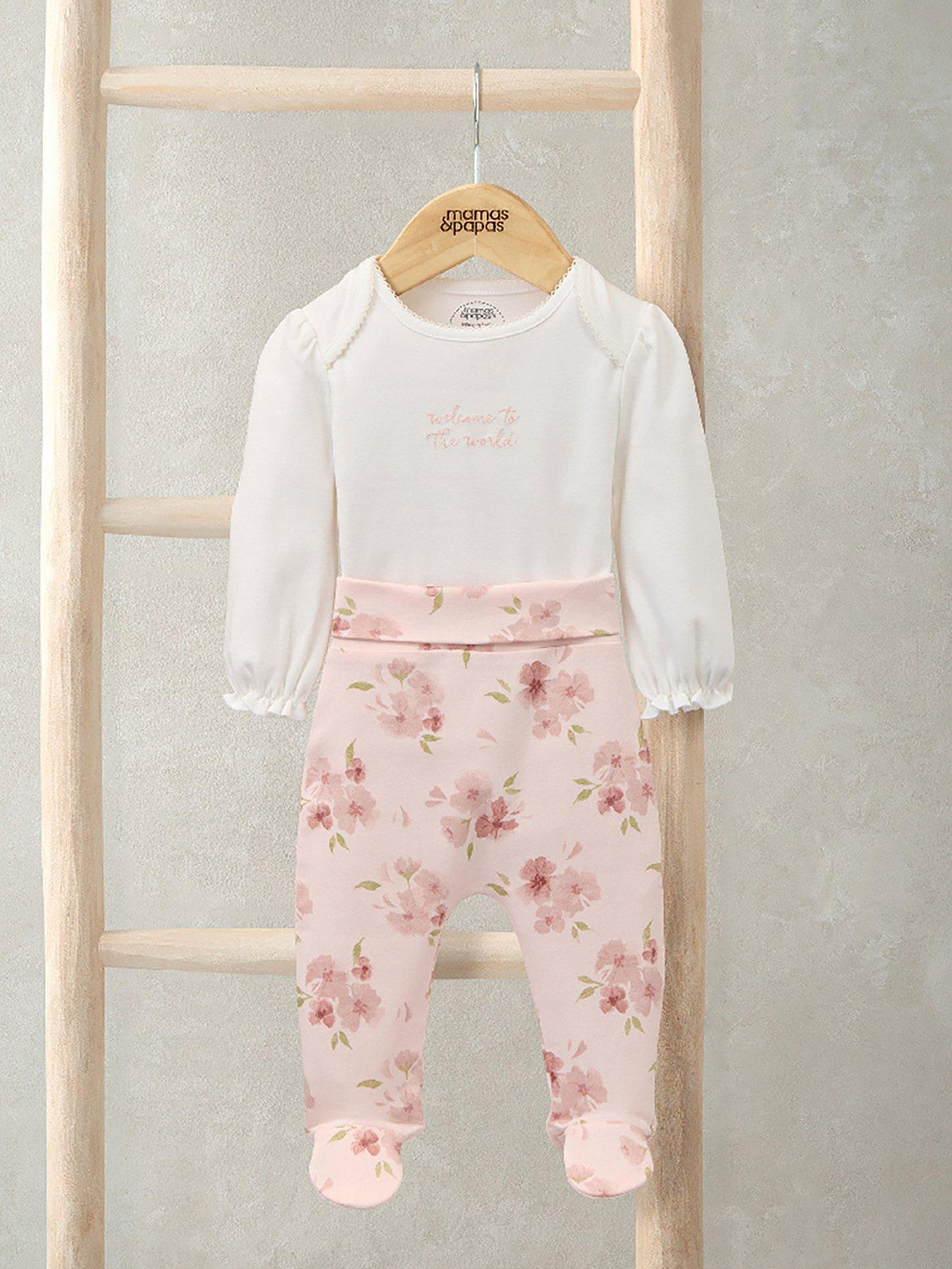 undefined Baby Girls 2 Piece Watercolour Floral Bodysuit & Legging Set - Pink