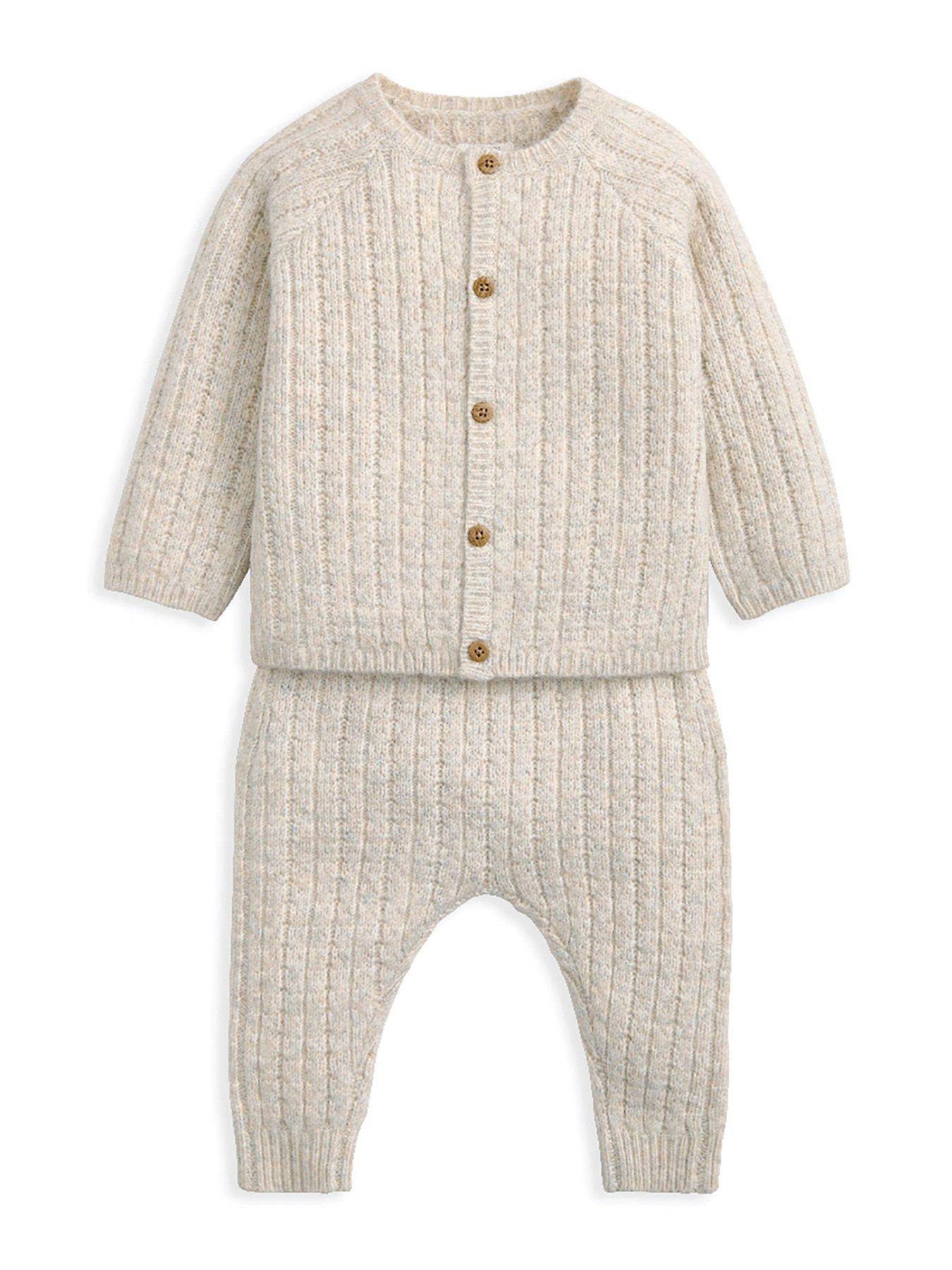 undefined Baby Unisex 2 Piece Cable Knit Top & Bottoms Set - Beige