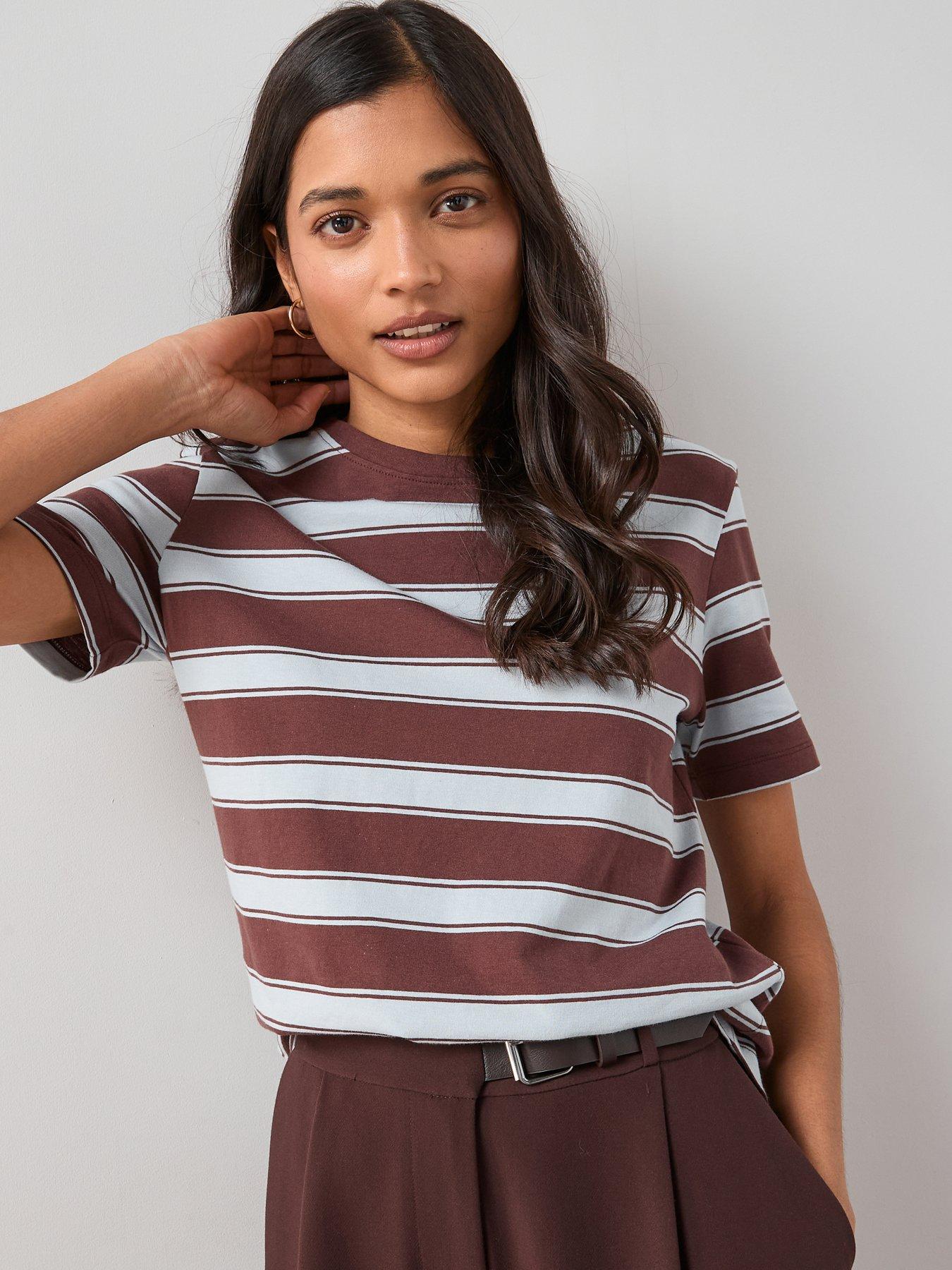 Image 1 of 6 of The Very Collection Crew Neck T-shirt - Stripe