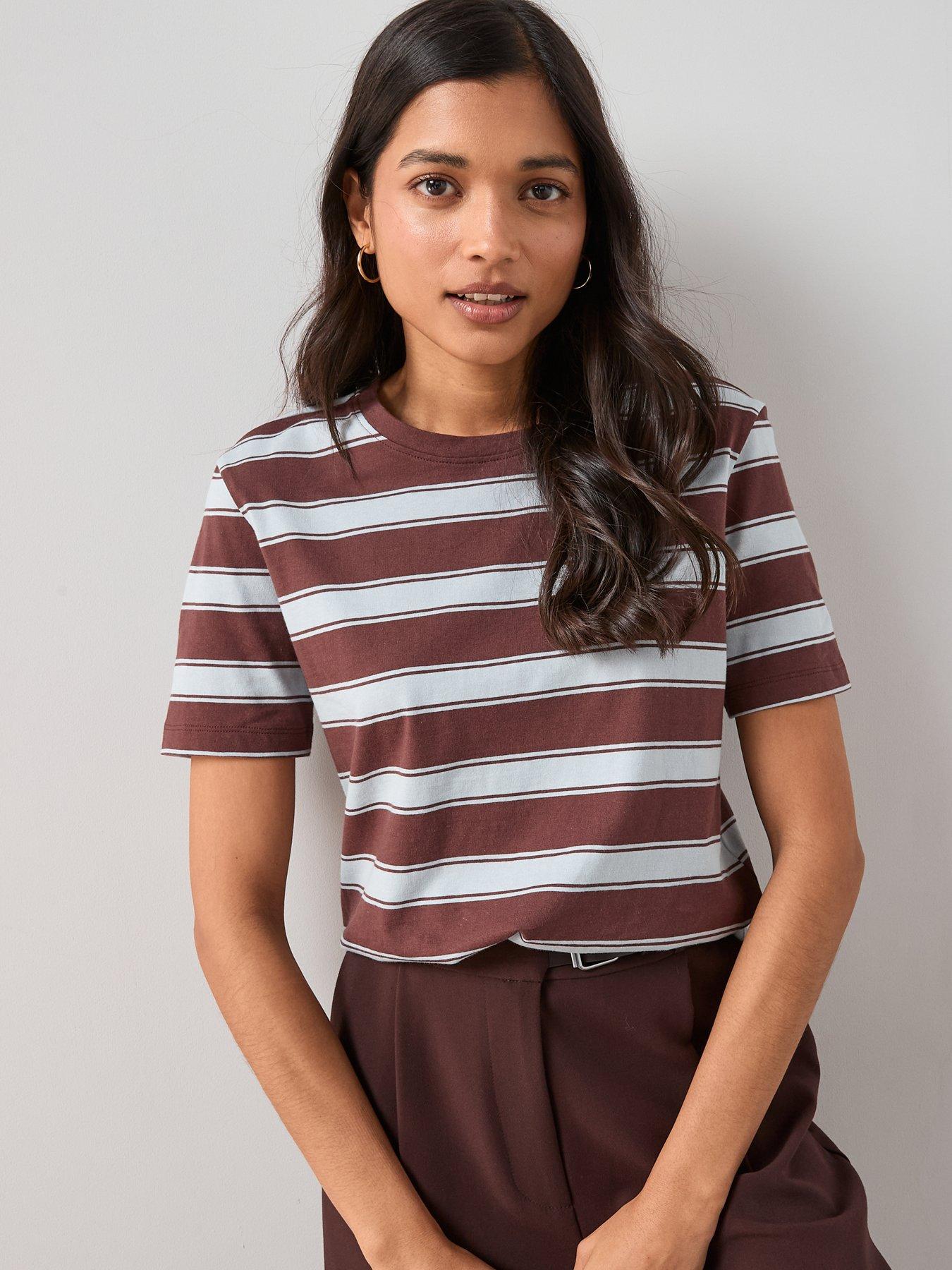 Image 4 of 6 of The Very Collection Crew Neck T-shirt - Stripe