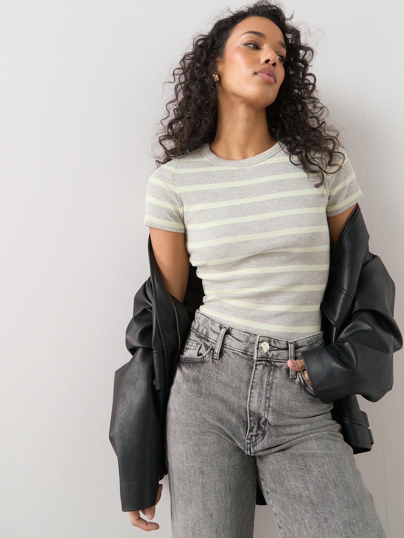 Image 5 of 6 of The Very Collection Stretch Rib T-shirt - Stripe