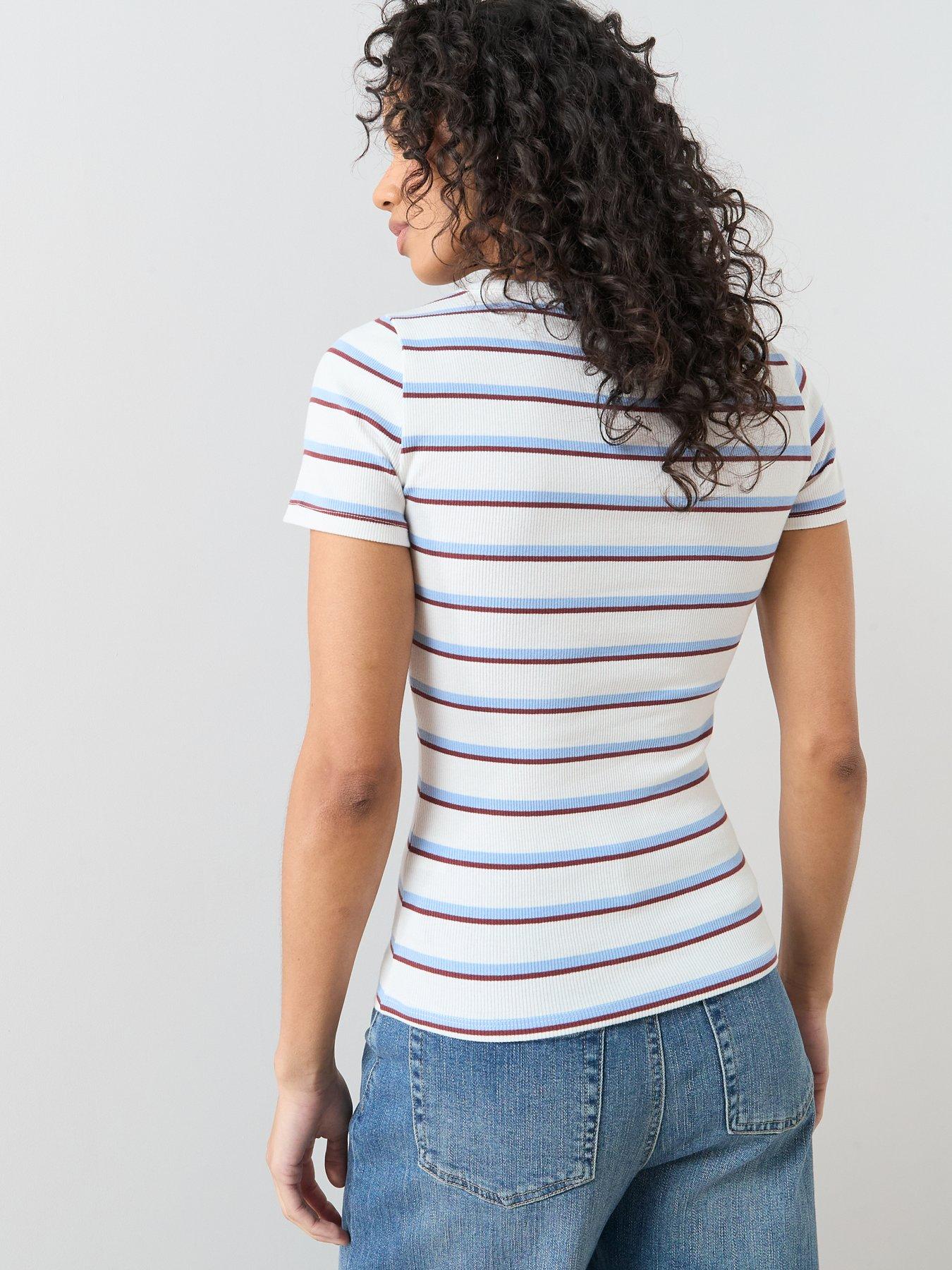 Image 2 of 6 of The Very Collection Stretch Rib T-shirt - Stripe