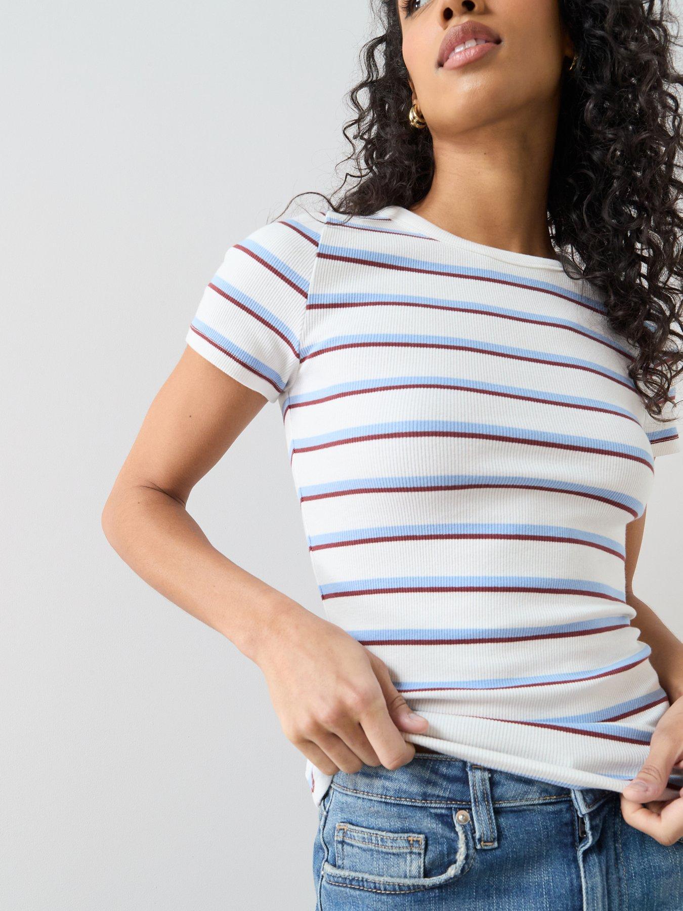 Image 4 of 6 of The Very Collection Stretch Rib T-shirt - Stripe