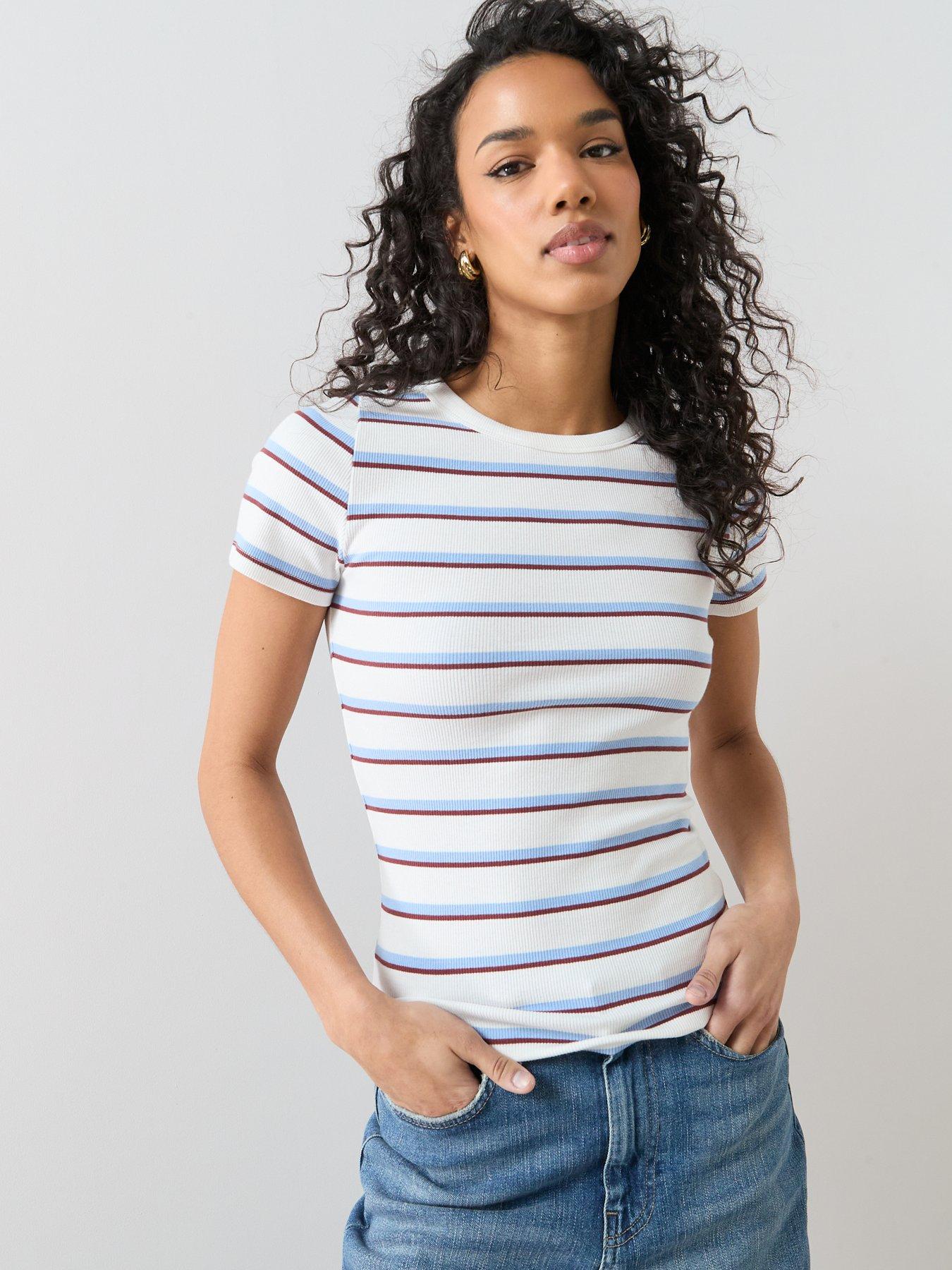 Image 6 of 6 of The Very Collection Stretch Rib T-shirt - Stripe
