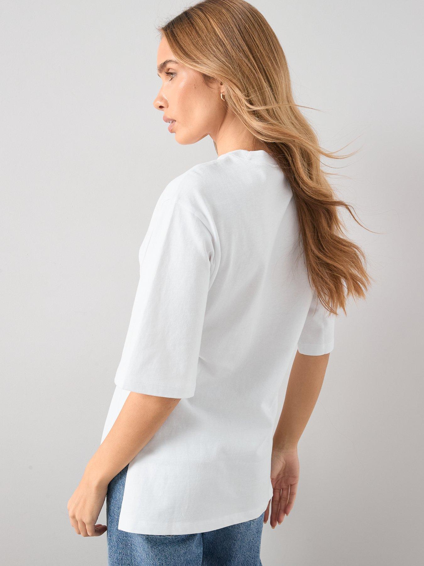 Image 2 of 7 of The Very Collection Ruched Side T-Shirt - White