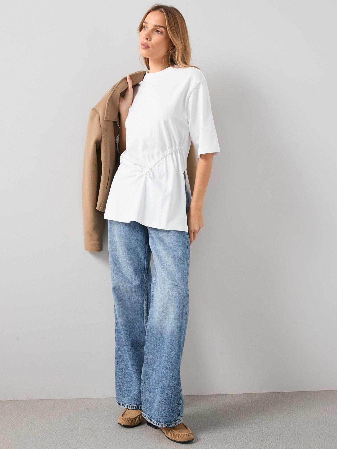 Image 3 of 7 of The Very Collection Ruched Side T-Shirt - White