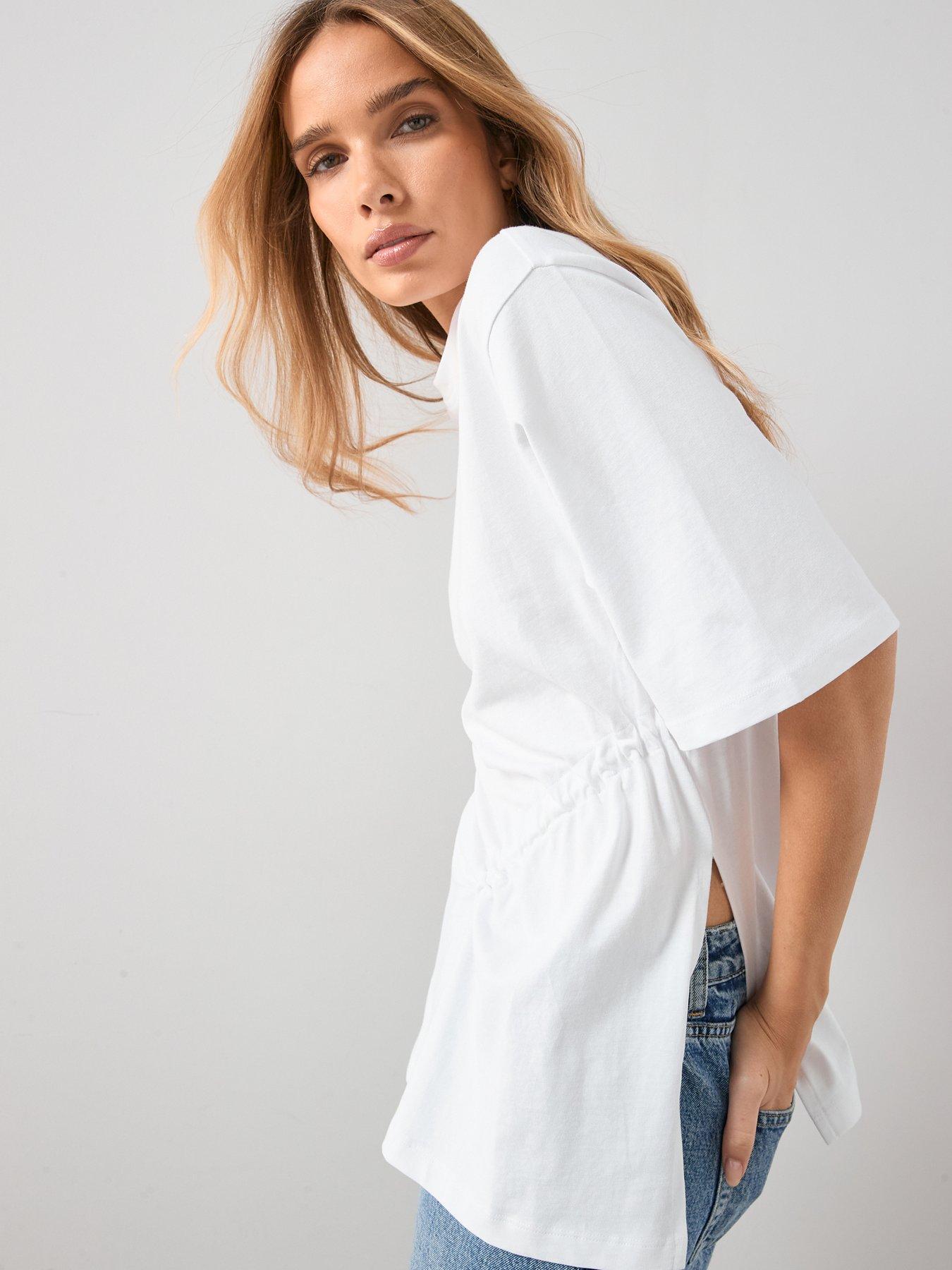 Image 5 of 7 of The Very Collection Ruched Side T-Shirt - White