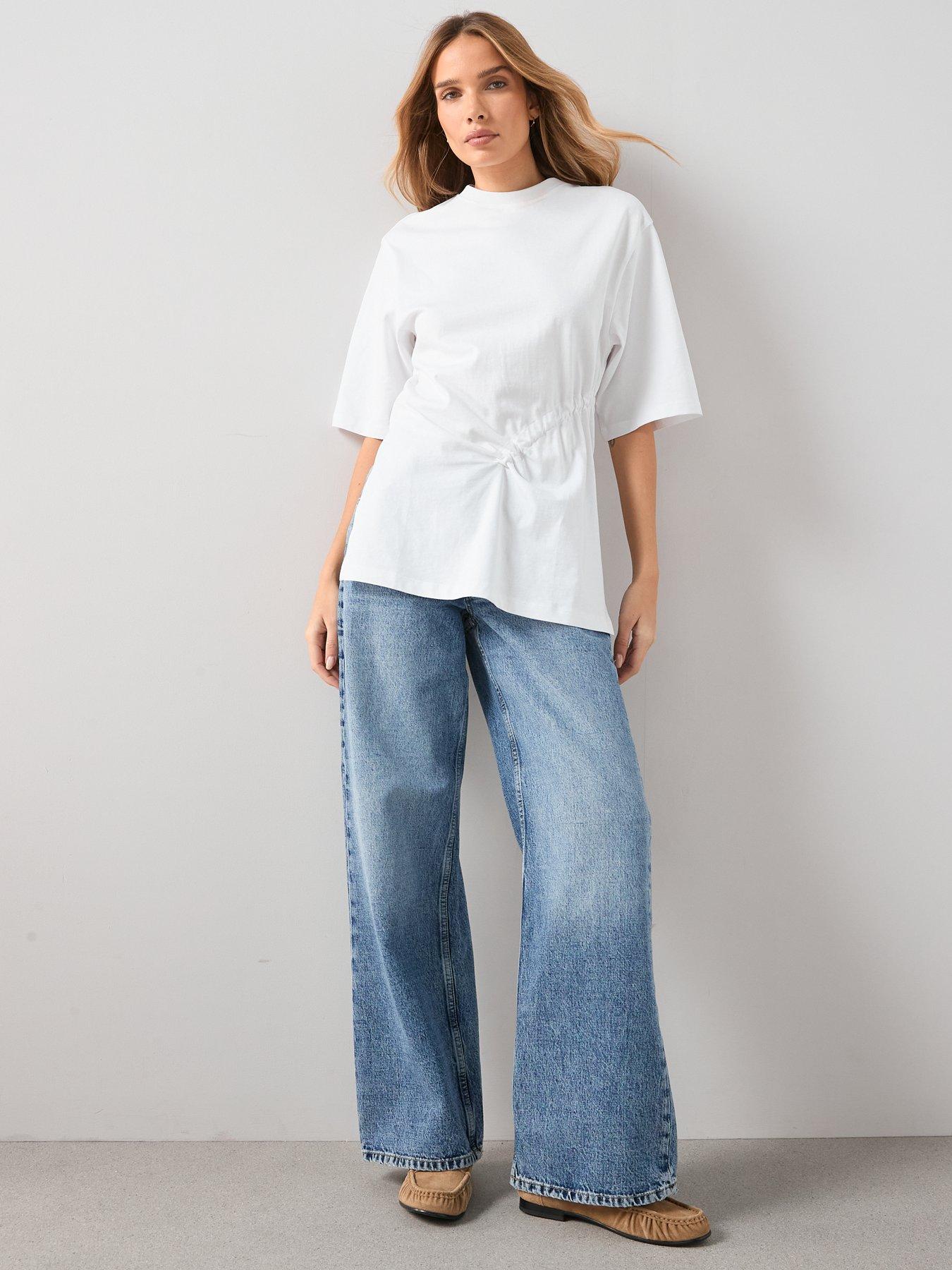 Image 6 of 7 of The Very Collection Ruched Side T-Shirt - White