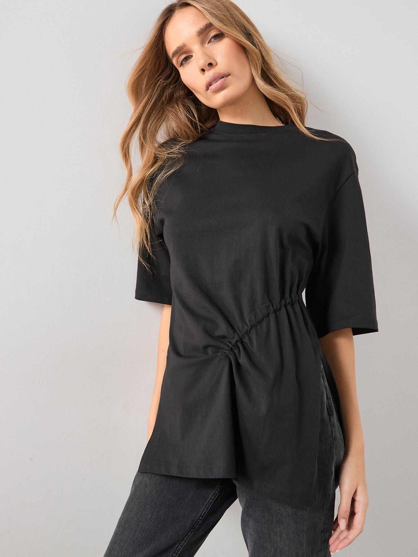 Image 1 of 7 of The Very Collection Ruched Side T-Shirt - Black