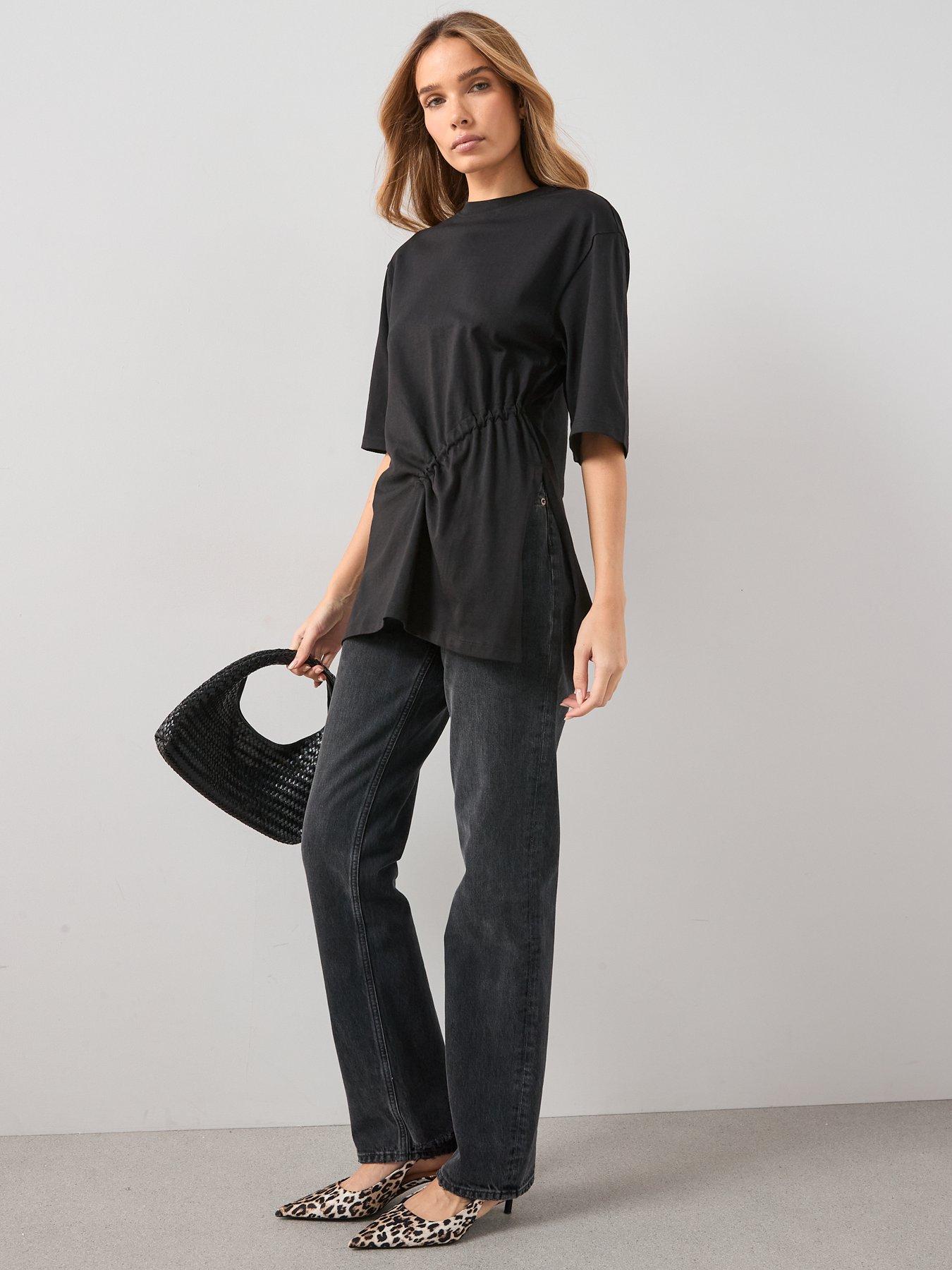 Image 3 of 7 of The Very Collection Ruched Side T-Shirt - Black