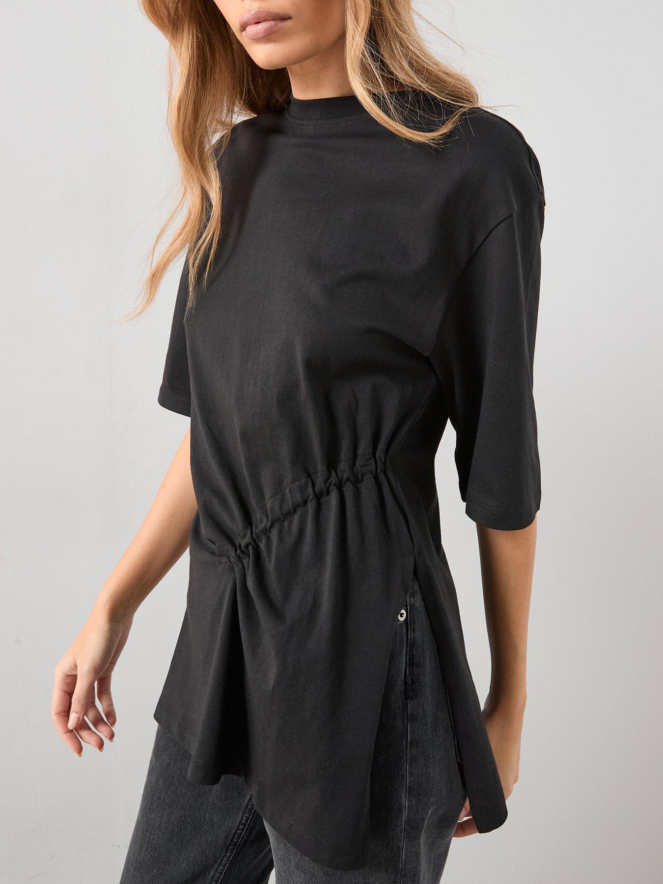 Image 4 of 7 of The Very Collection Ruched Side T-Shirt - Black