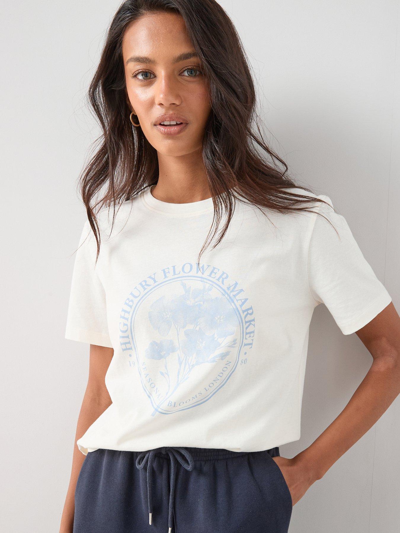 The Very Collection Floral Graphic T-shirt - White