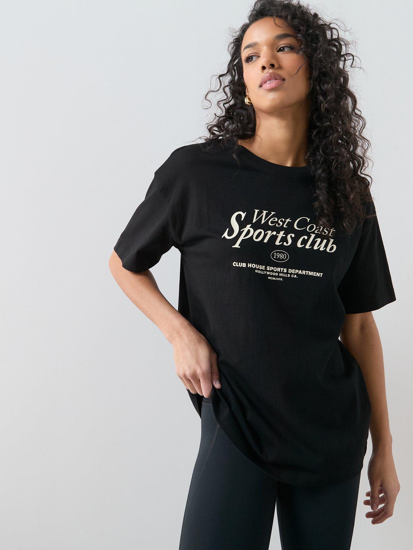 The Very Collection Slogan Oversized Graphic T-Shirt - Black