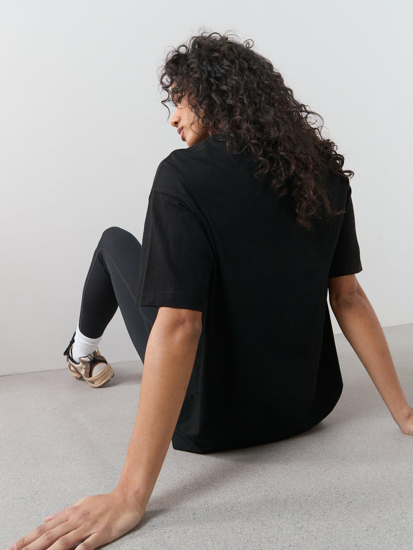 Image 2 of 6 of The Very Collection Slogan Oversized Graphic T-Shirt - Black