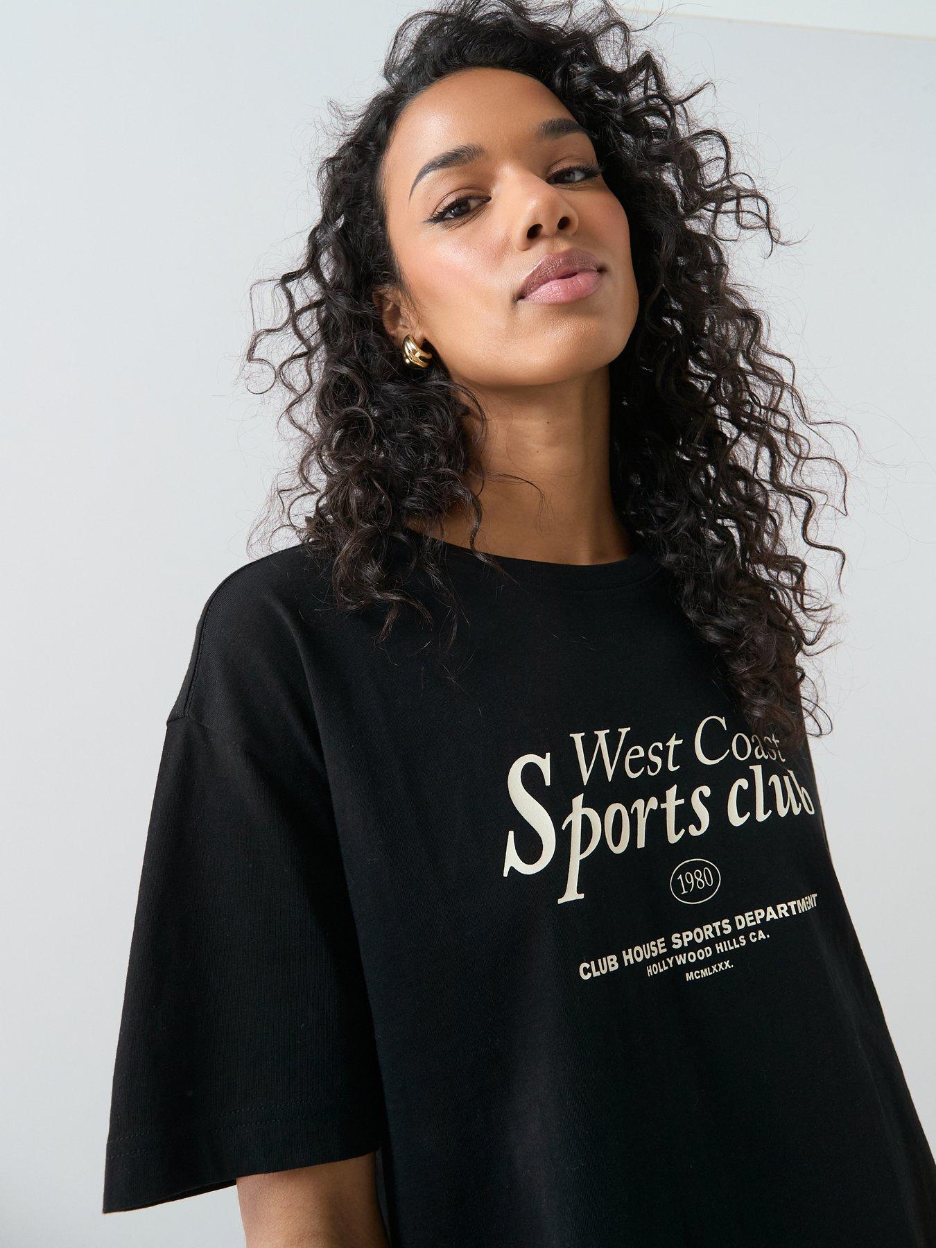 Image 4 of 6 of The Very Collection Slogan Oversized Graphic T-Shirt - Black