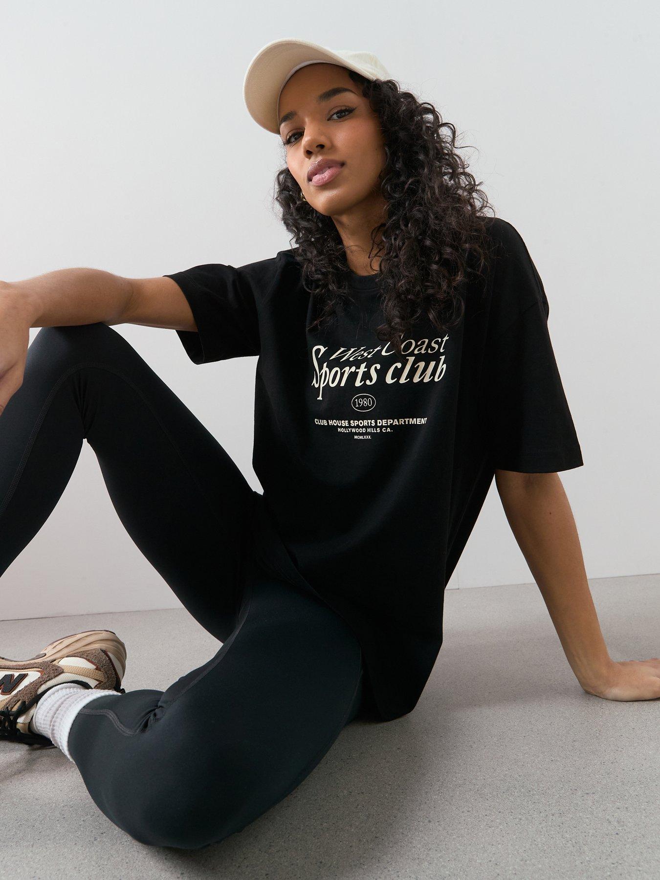 Image 6 of 6 of The Very Collection Slogan Oversized Graphic T-Shirt - Black