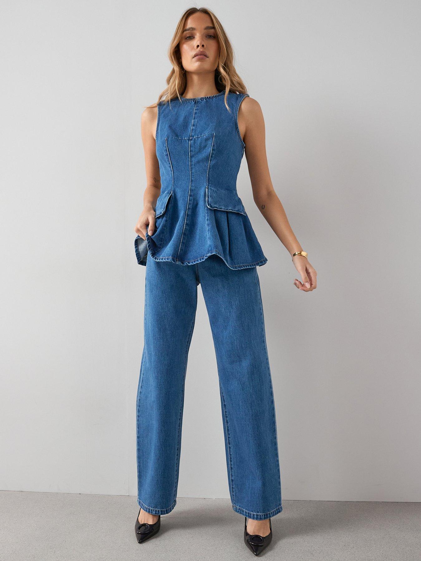 The Very Collection Wide Leg Co-ord Jeans - Mid Wash
