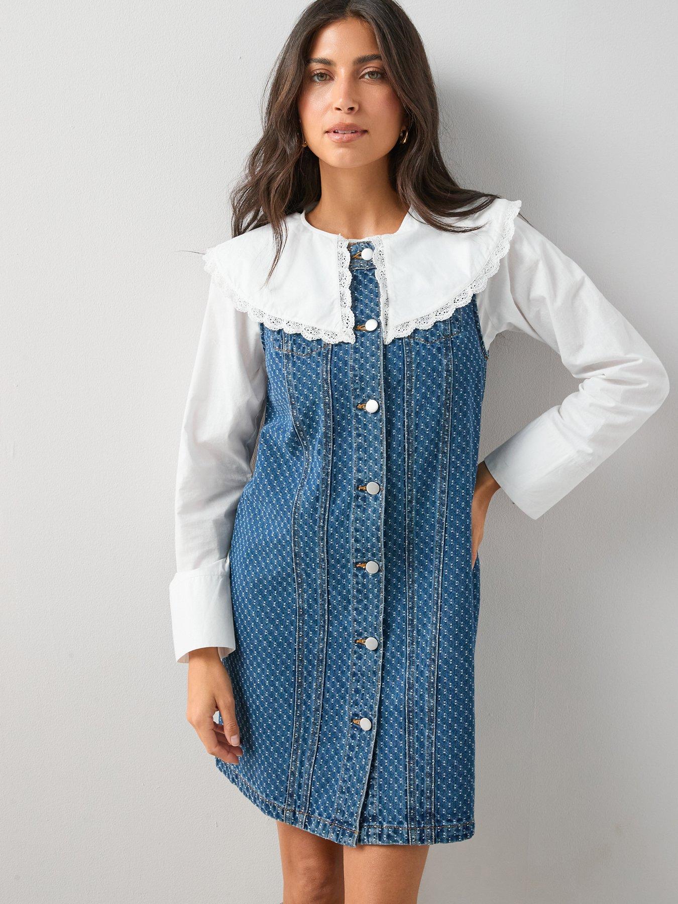 The Very Collection Denim Boucle Shift Dress - Mid Wash