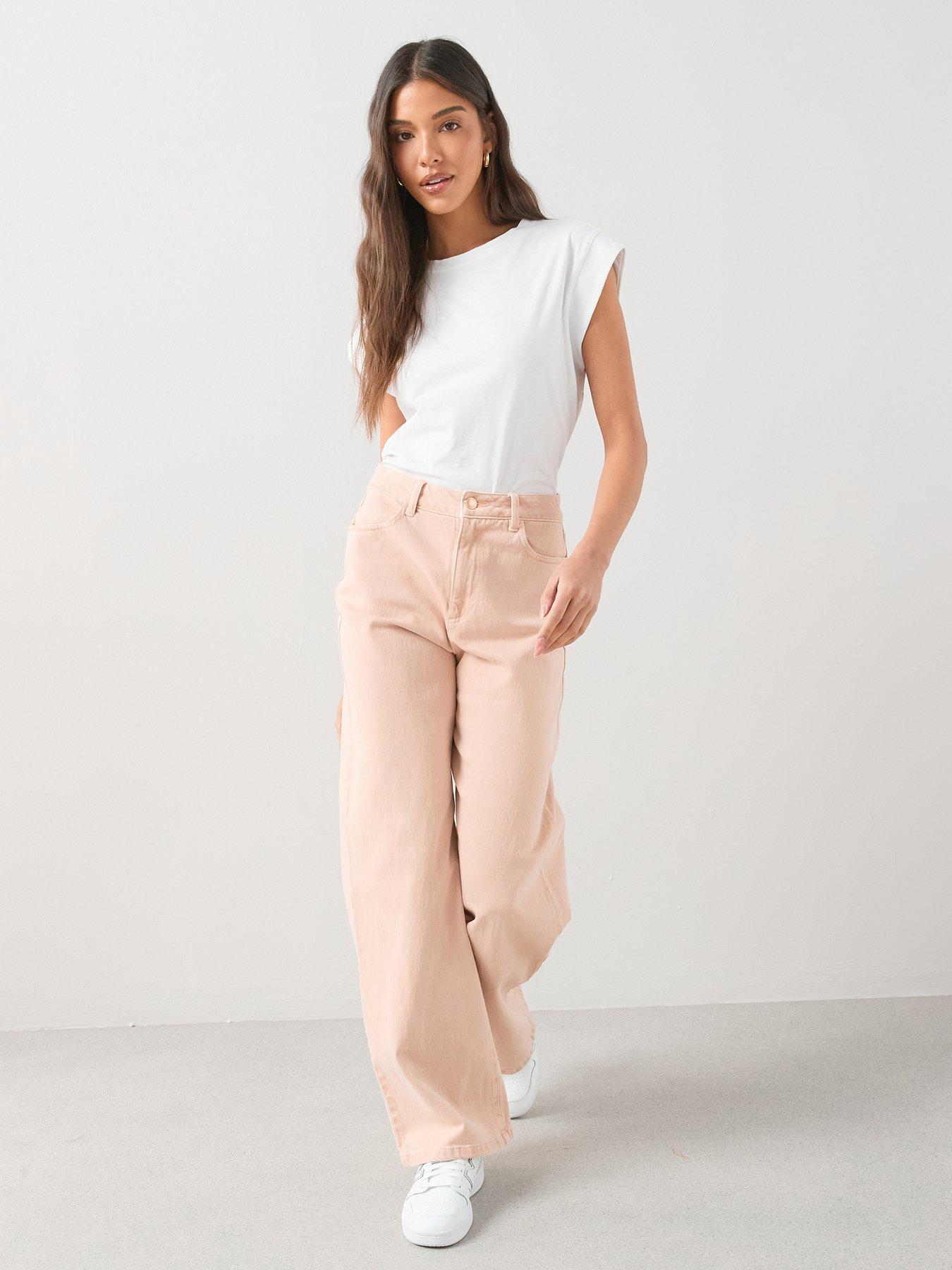 Image 1 of 7 of The Very Collection High Waist Wide Leg Jeans - Pink