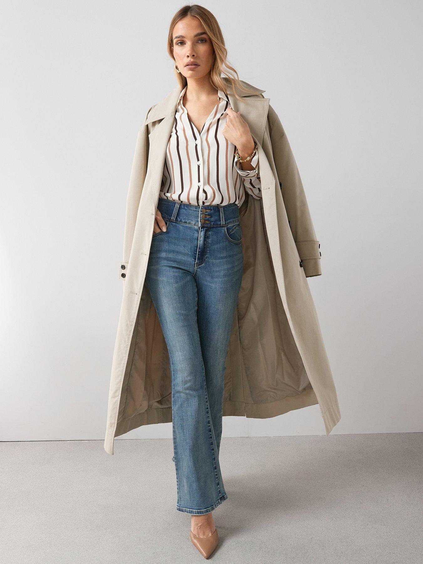 The Very Collection Triple Button Flare Shaping Jeans - Mid Wash