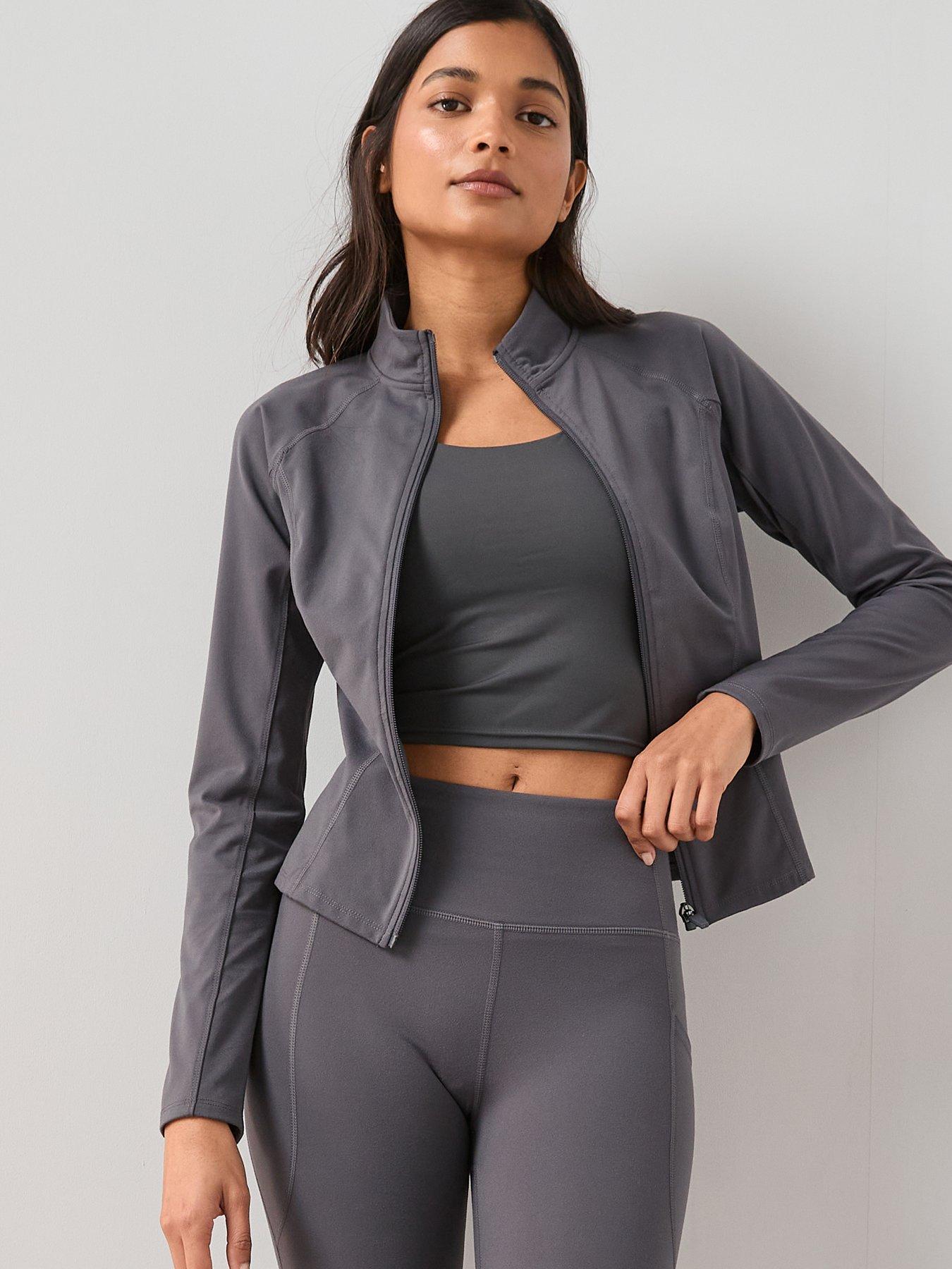 Image 1 of 6 of The Very Collection Zip Through Athleisure Jacket - Grey