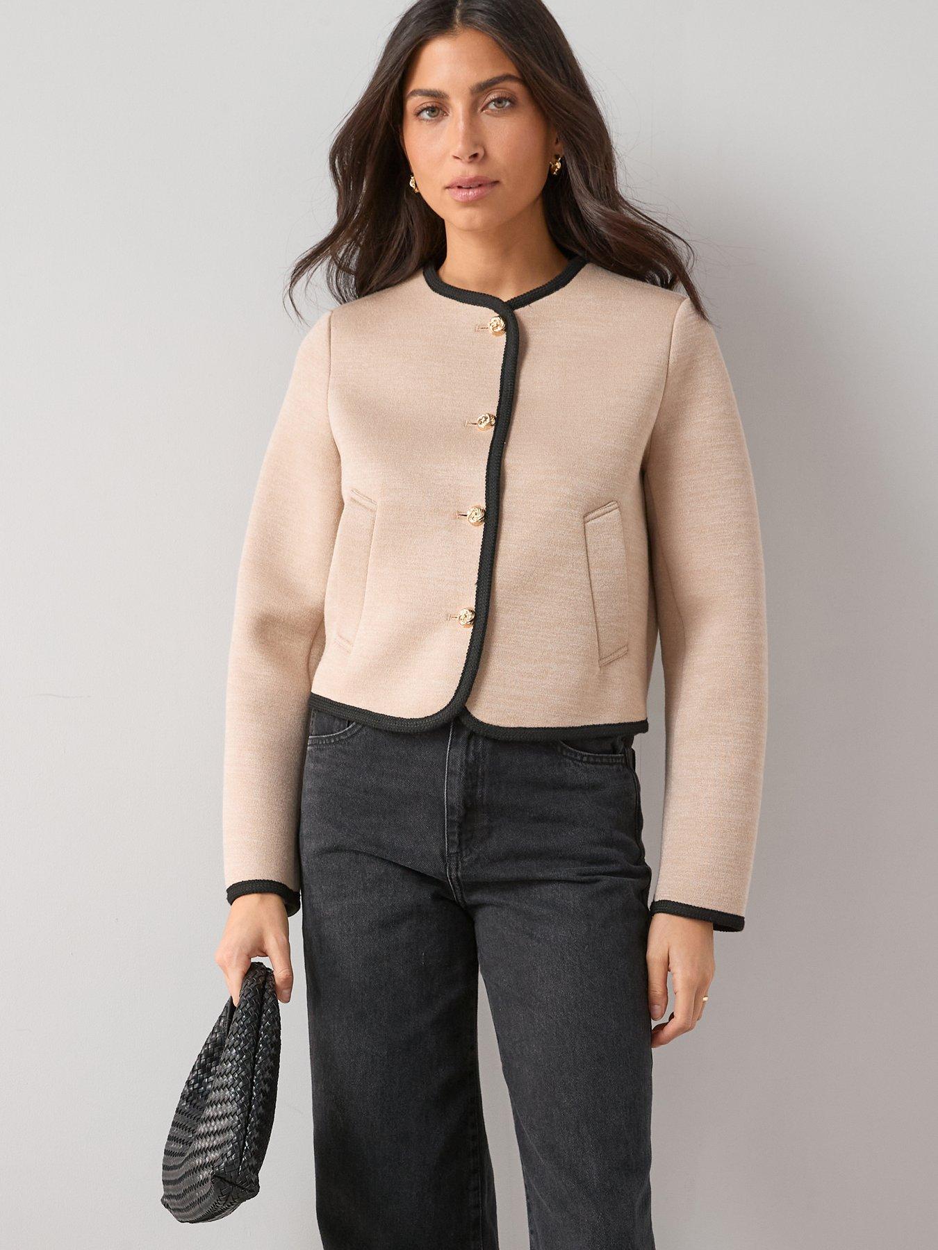 The Very Collection Contrast Piping Jacket - Cream