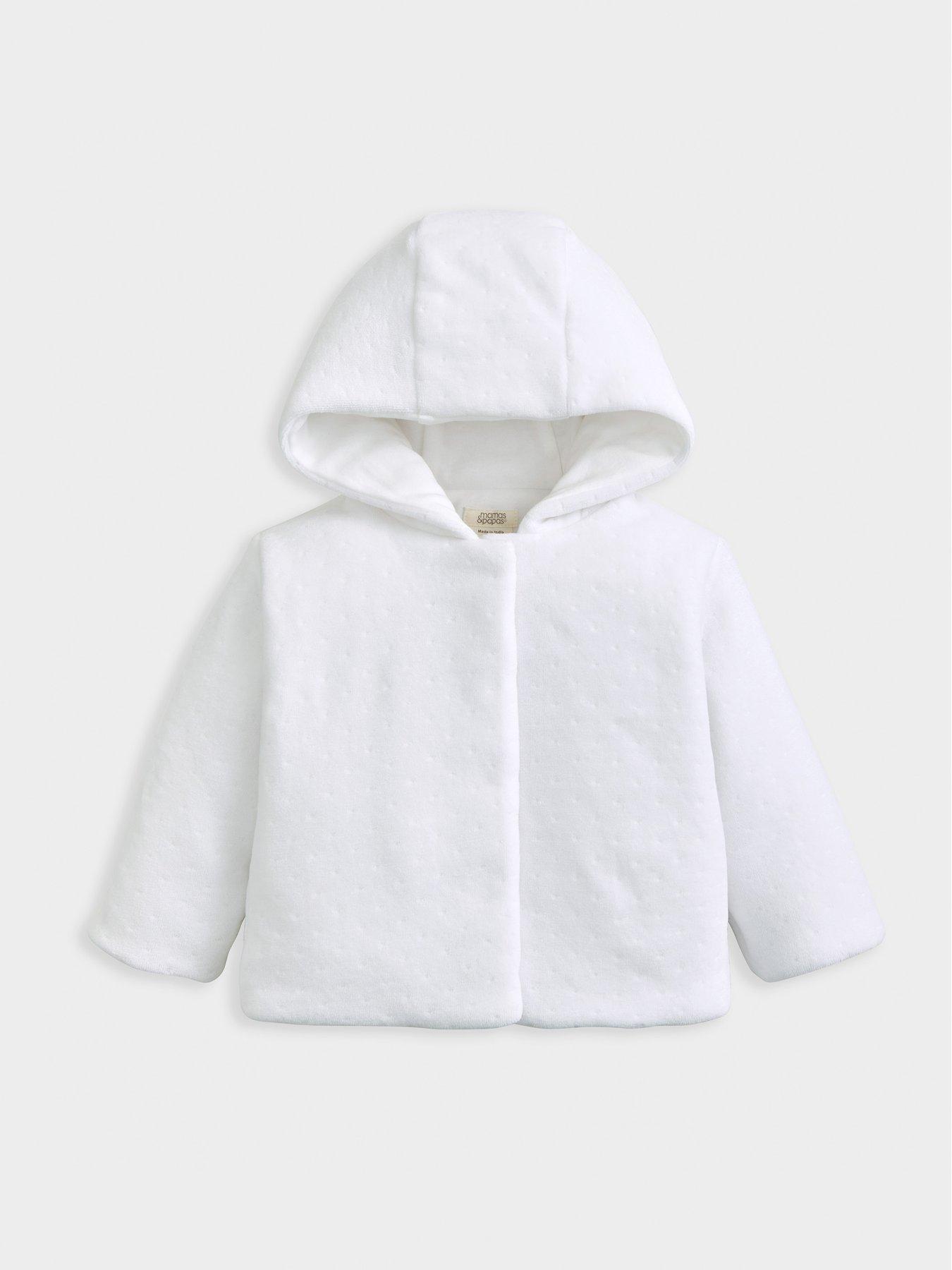 Mamas & Papas Baby Unisex Velour Hooded Jacket - White