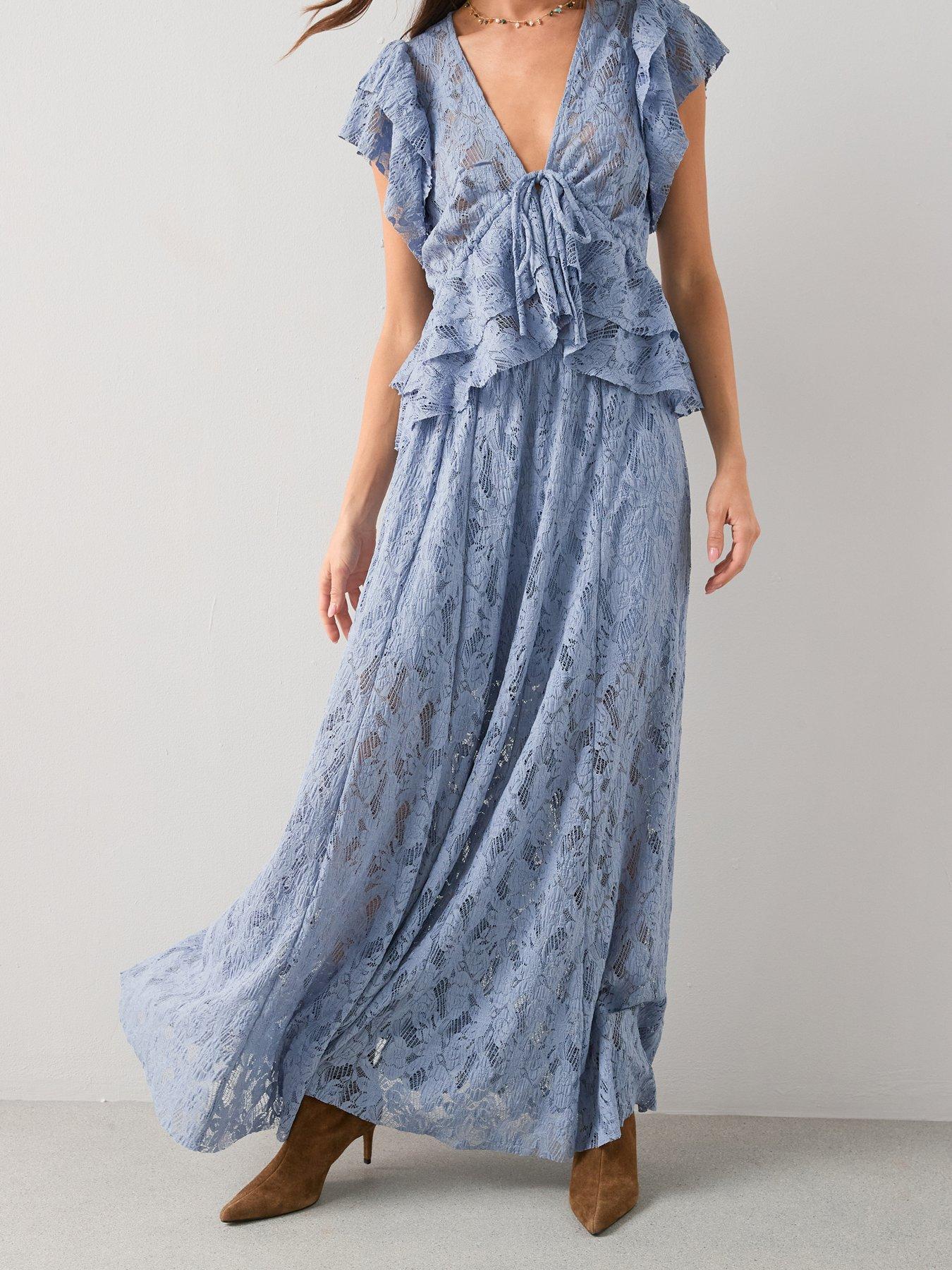 The Very Collection Lace Maxi Skirt Co-Ord - Blue