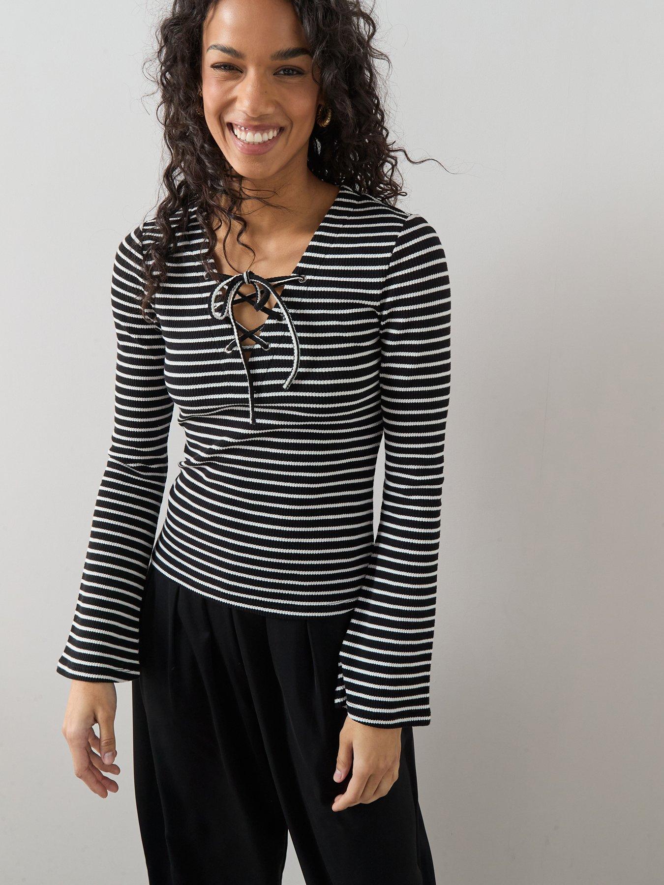 The Very Collection Tie Up Stripe Long Sleeve Top - Multi
