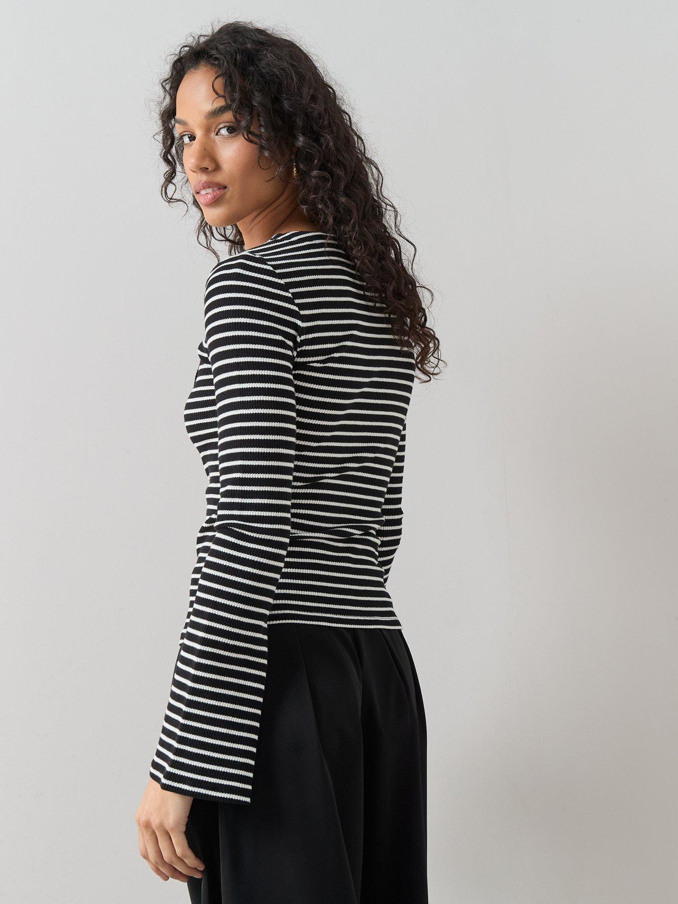 Image 2 of 6 of The Very Collection Tie Up Stripe Long Sleeve Top - Multi