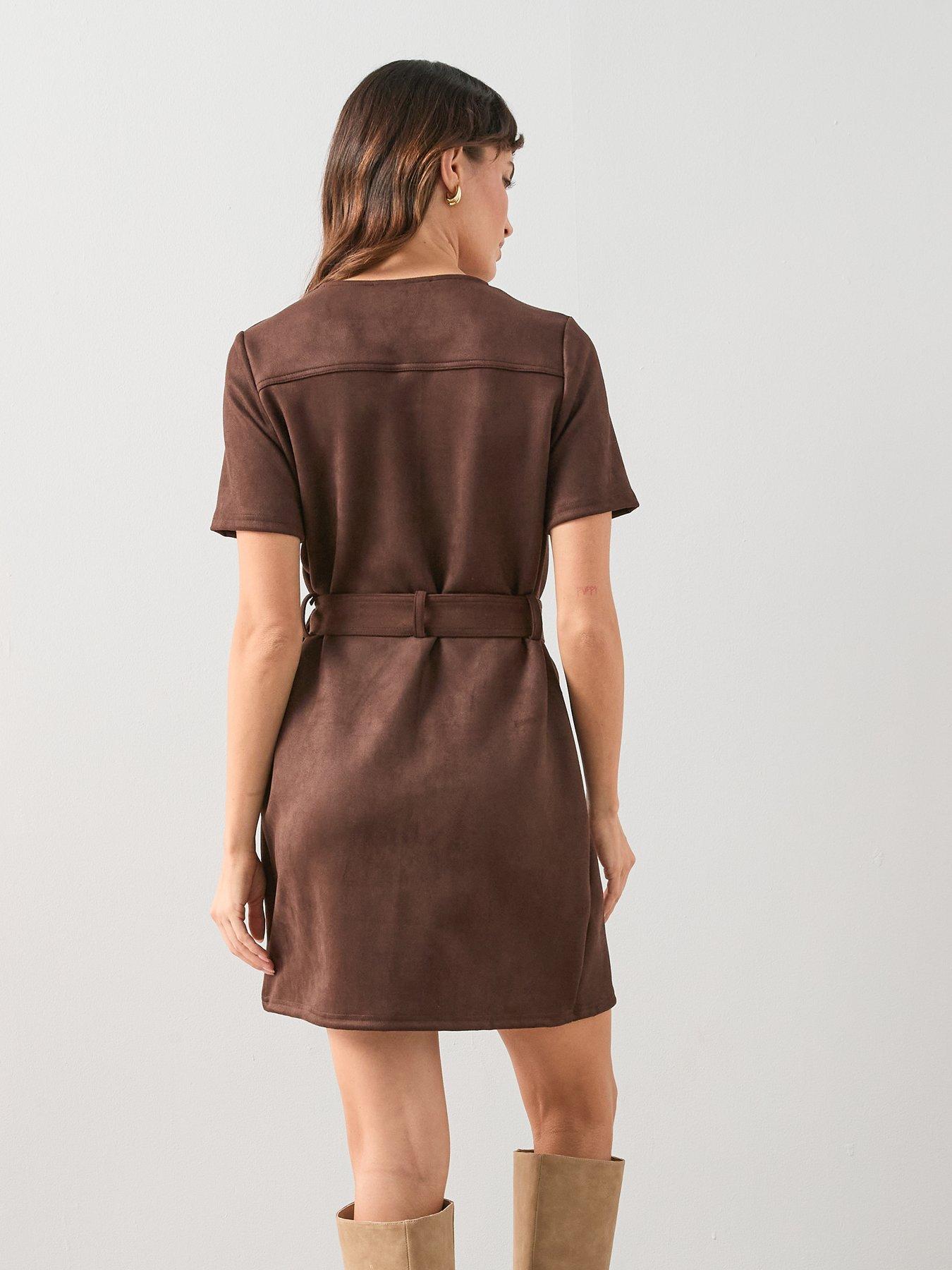 Image 2 of 6 of The Very Collection Suede Belted Dress