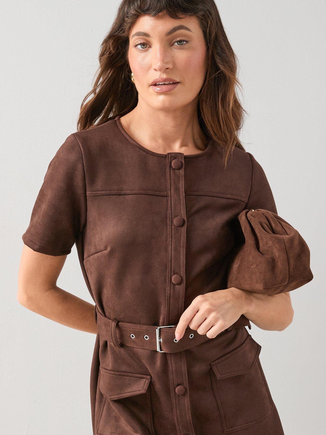 Image 4 of 6 of The Very Collection Suede Belted Dress