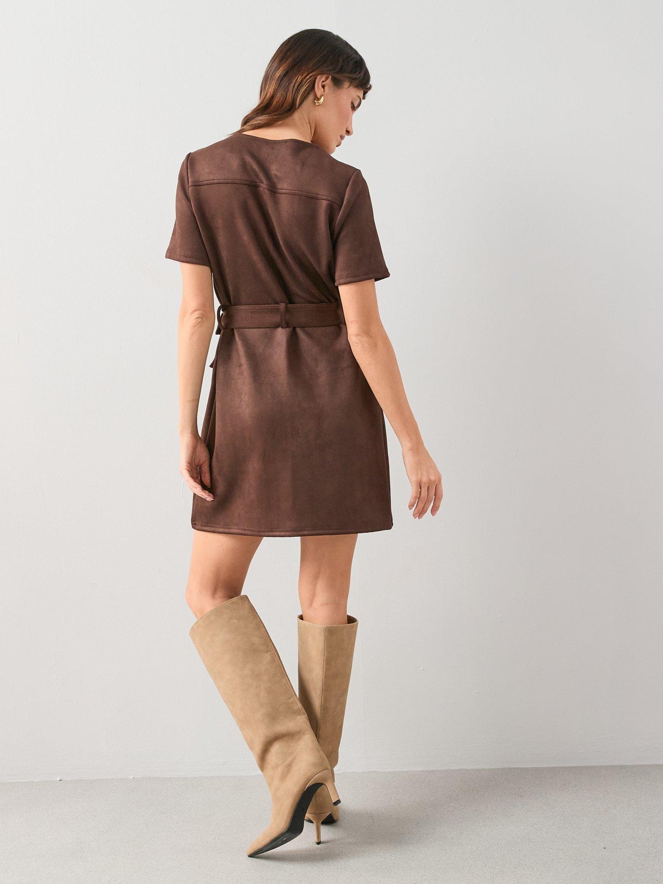 Image 5 of 6 of The Very Collection Suede Belted Dress