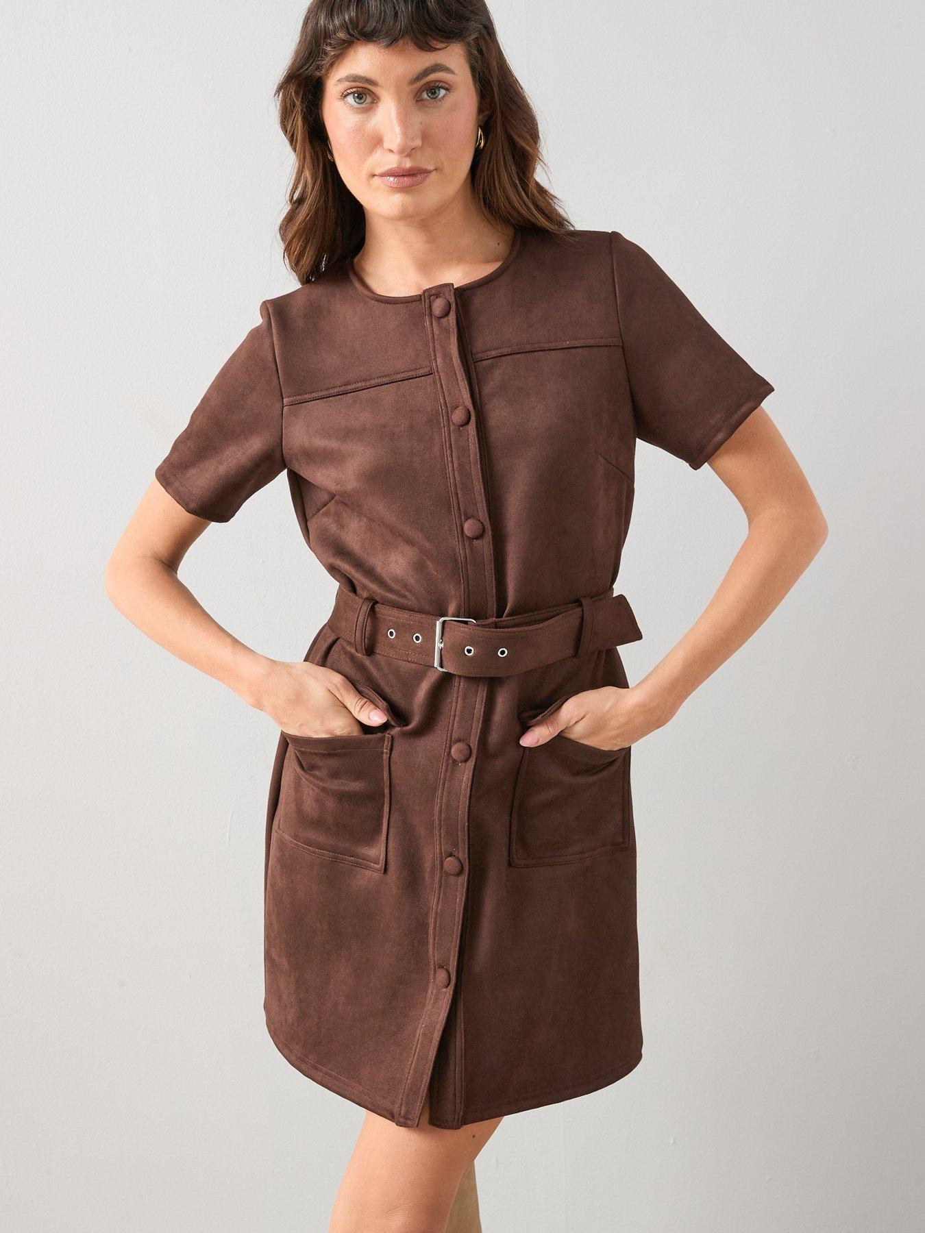 Image 6 of 6 of The Very Collection Suede Belted Dress