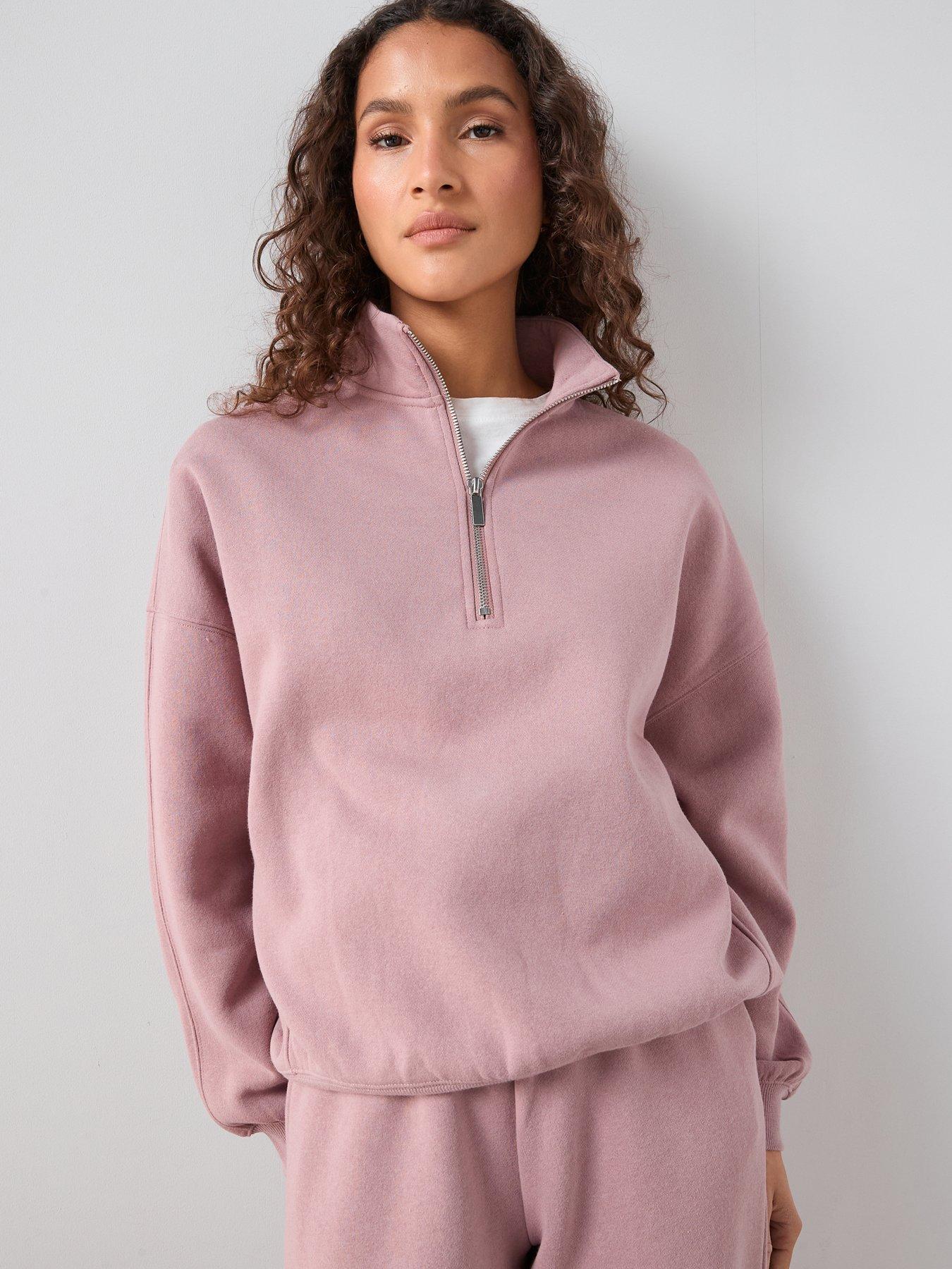 The Very Collection High Neck Zip Sweatshirt Co-Ord - Pink