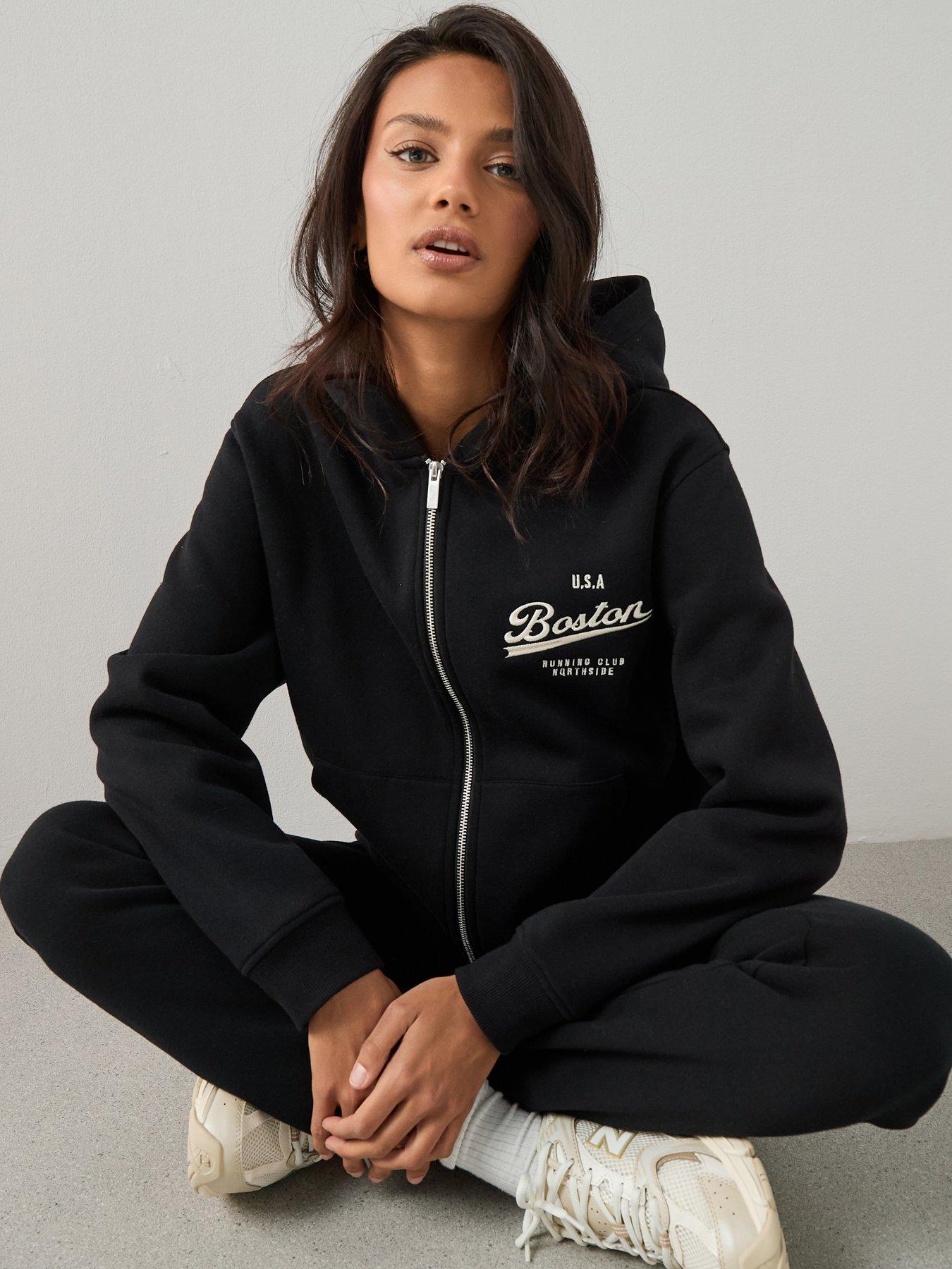 The Very Collection Zip Up Graphic Hoodie - Black