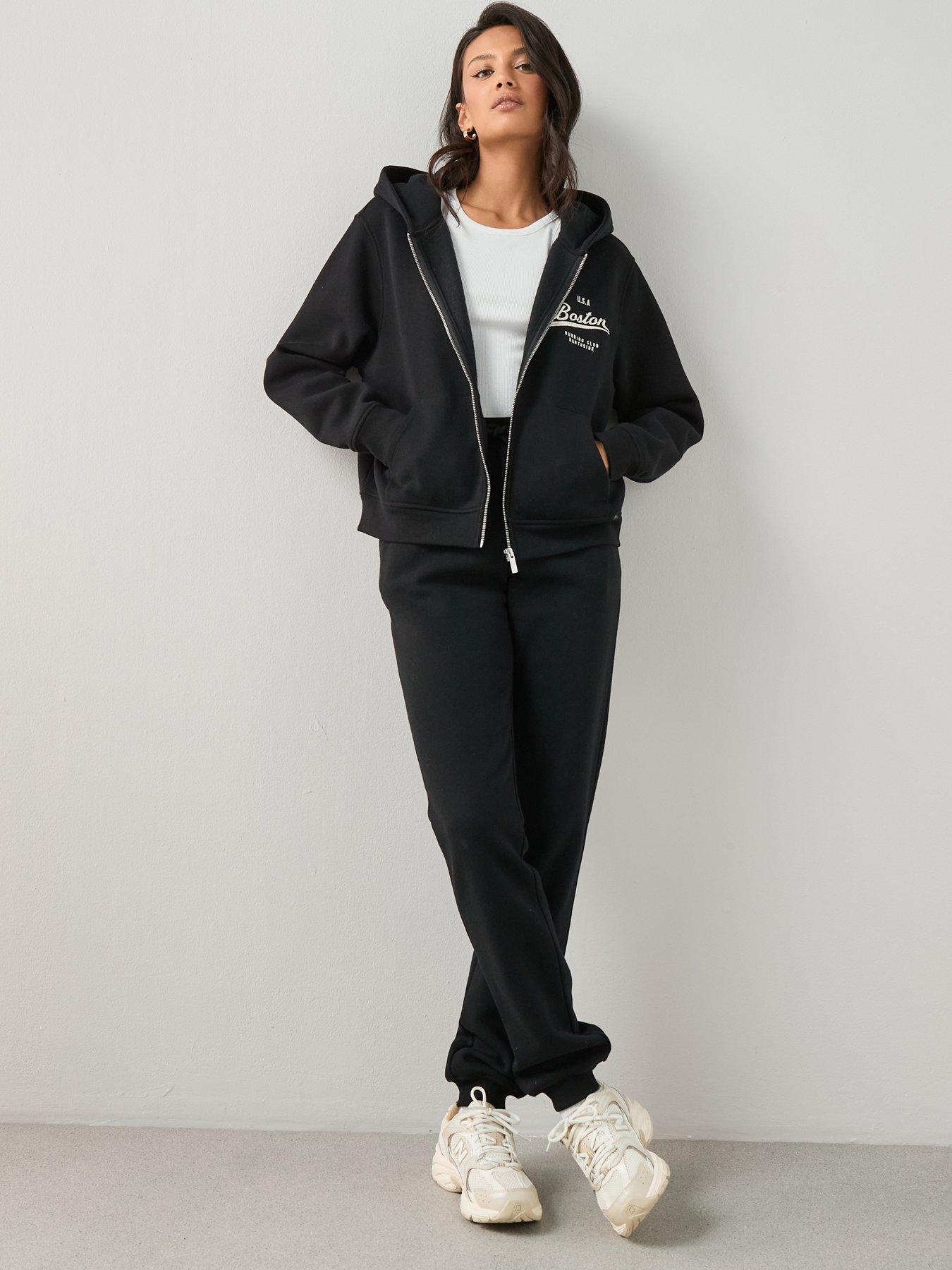 Image 3 of 7 of The Very Collection Zip Up Graphic Hoodie - Black