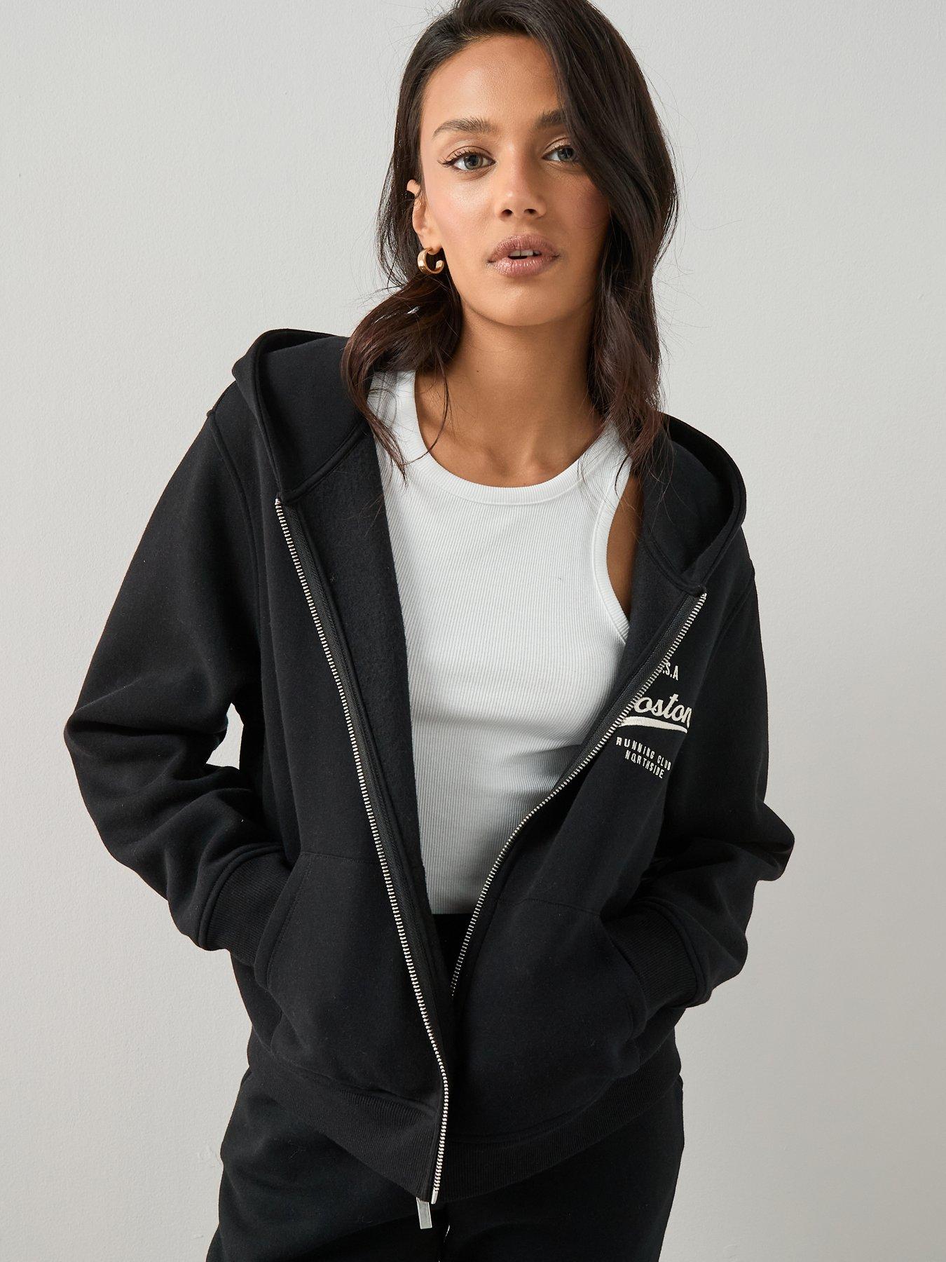 Image 4 of 7 of The Very Collection Zip Up Graphic Hoodie - Black