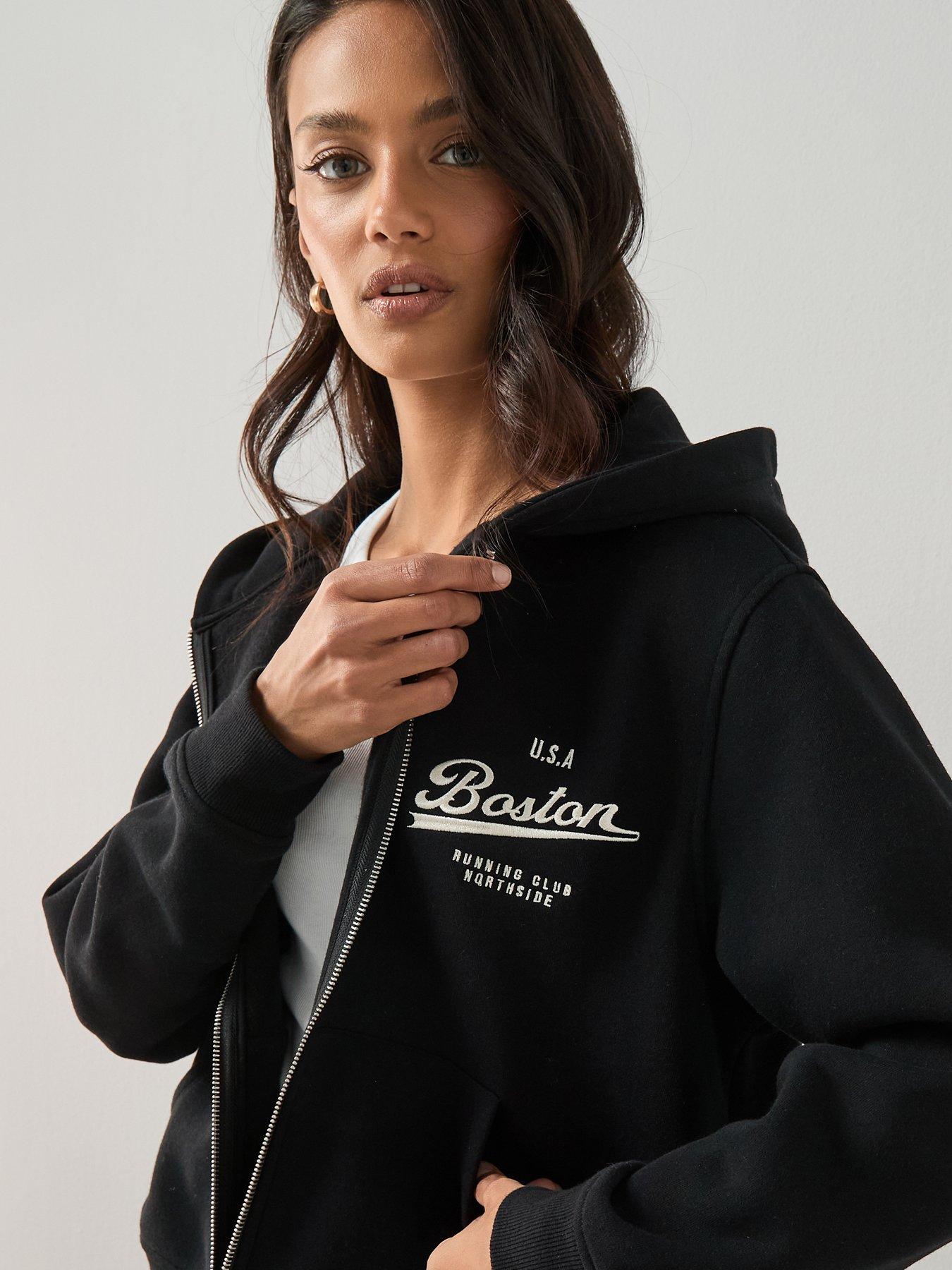 Image 6 of 7 of The Very Collection Zip Up Graphic Hoodie - Black