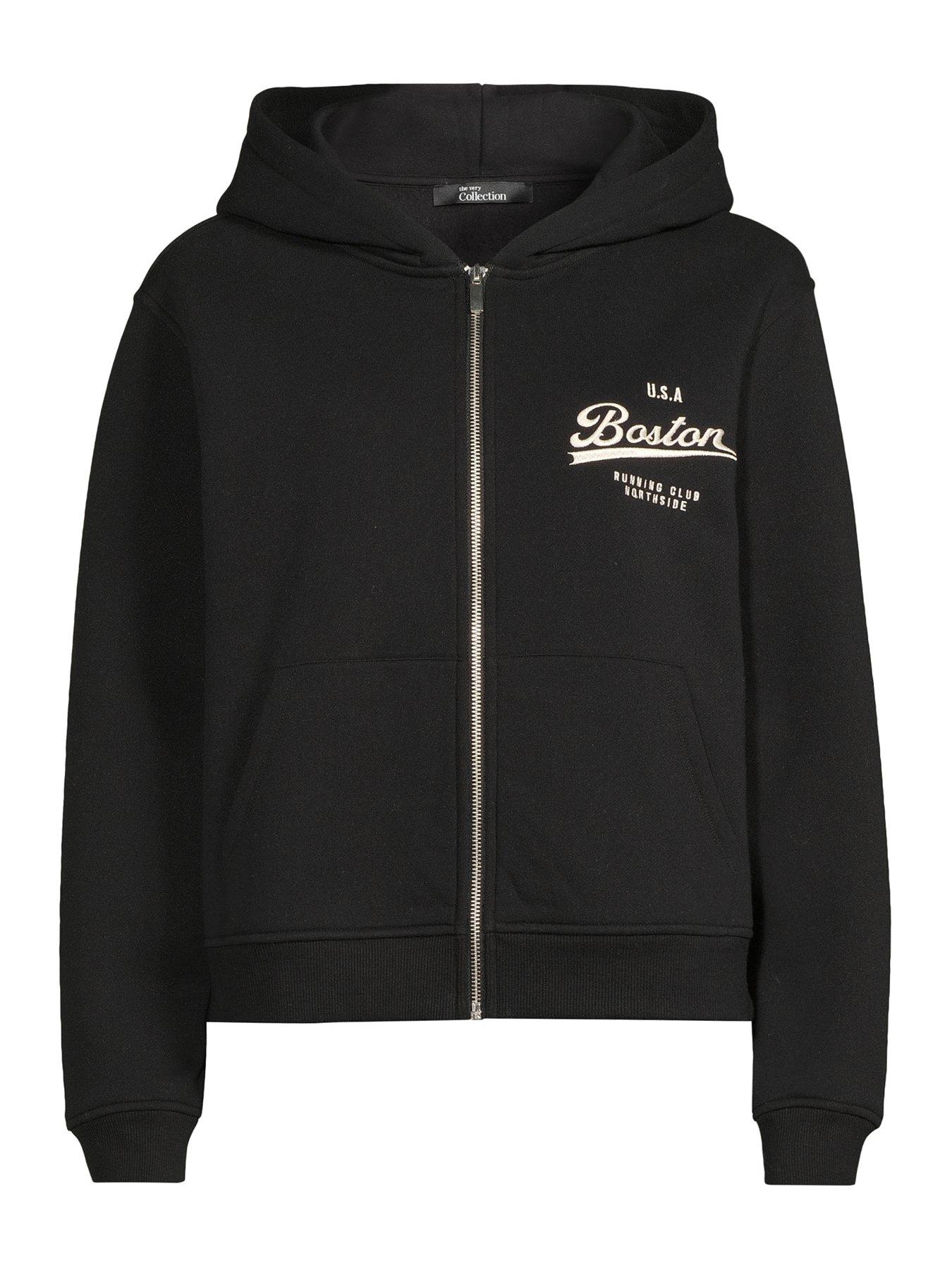 Image 7 of 7 of The Very Collection Zip Up Graphic Hoodie - Black