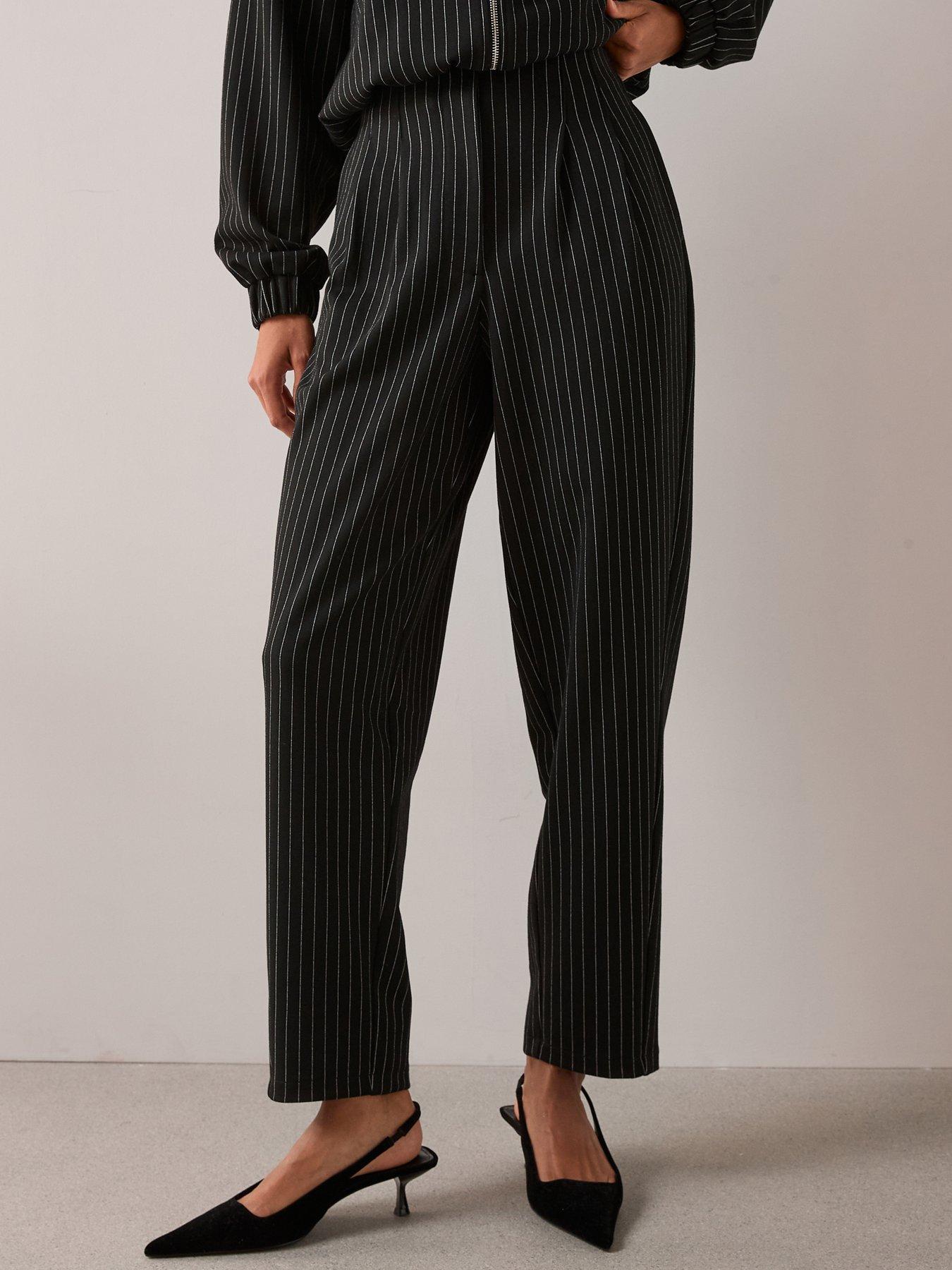 The Very Collection Pinstripe Wide Leg Co-Ord - Black