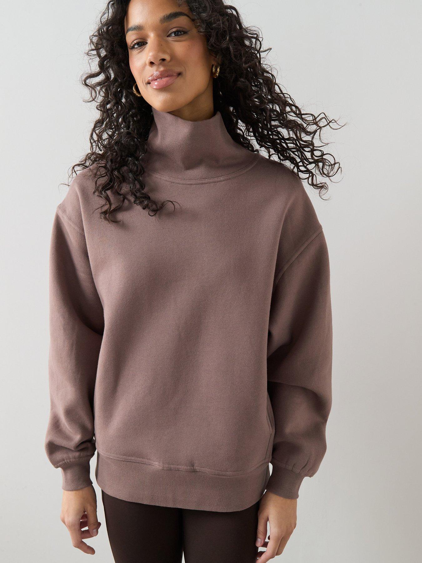 Image 1 of 6 of The Very Collection Funnel Neck Sweatshirt - Brown