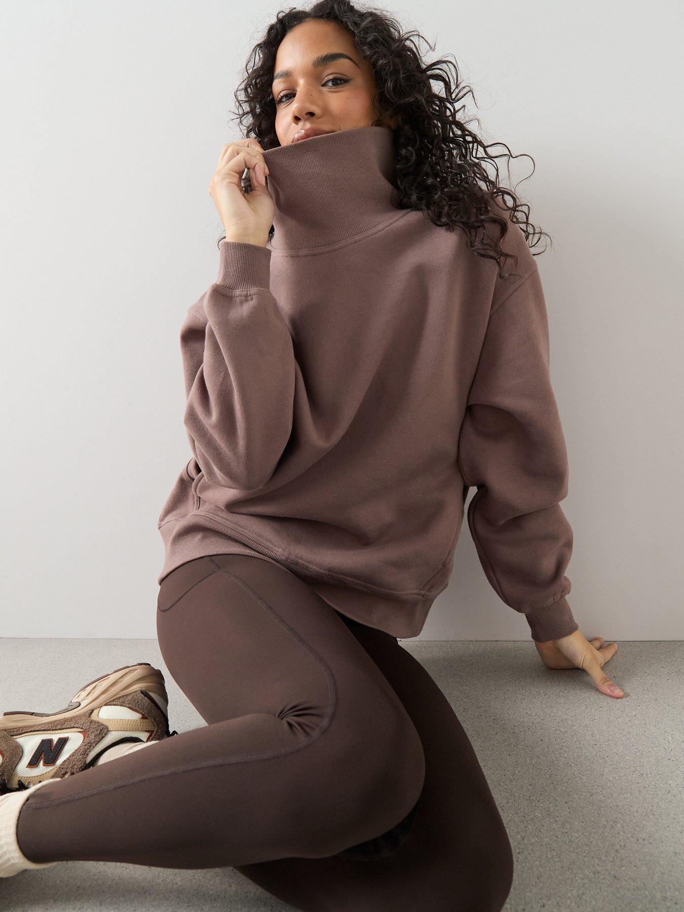 Image 6 of 6 of The Very Collection Funnel Neck Sweatshirt - Brown