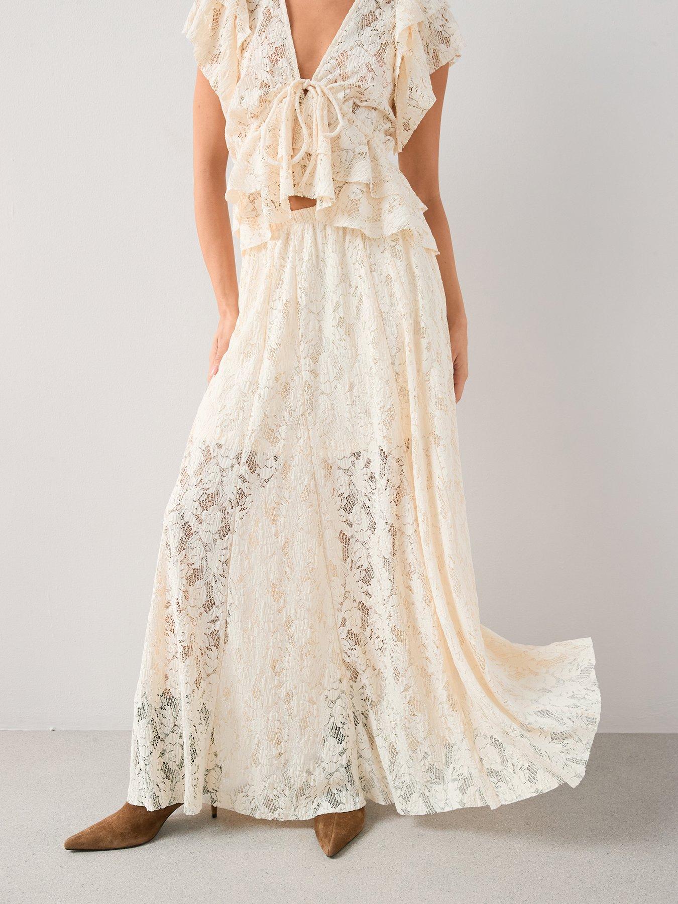 The Very Collection Lace Maxi Skirt Co-Ord - Cream