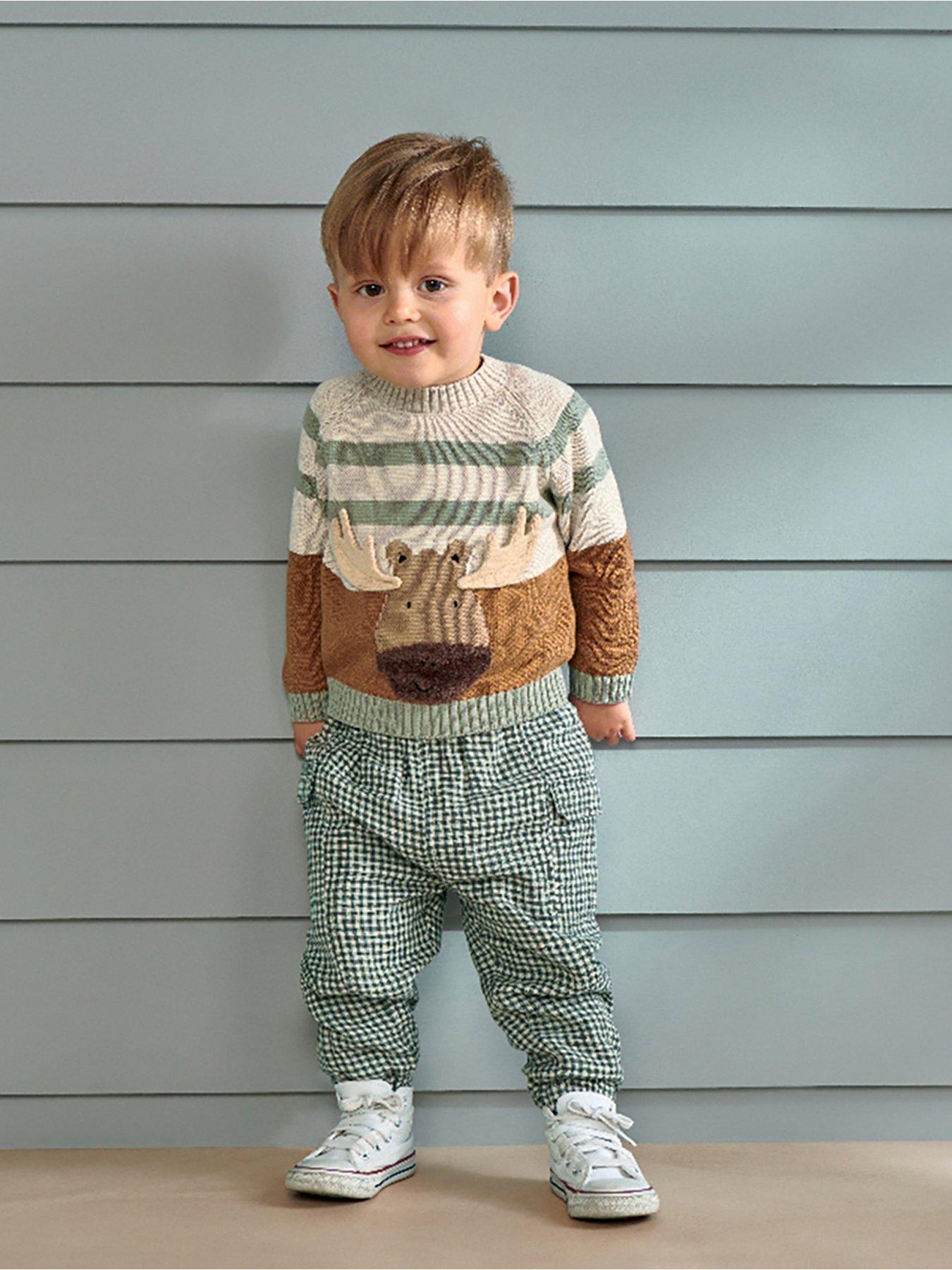 Mamas & Papas Baby Boys Moose Knit Jumper With 3d Antlers - Brown