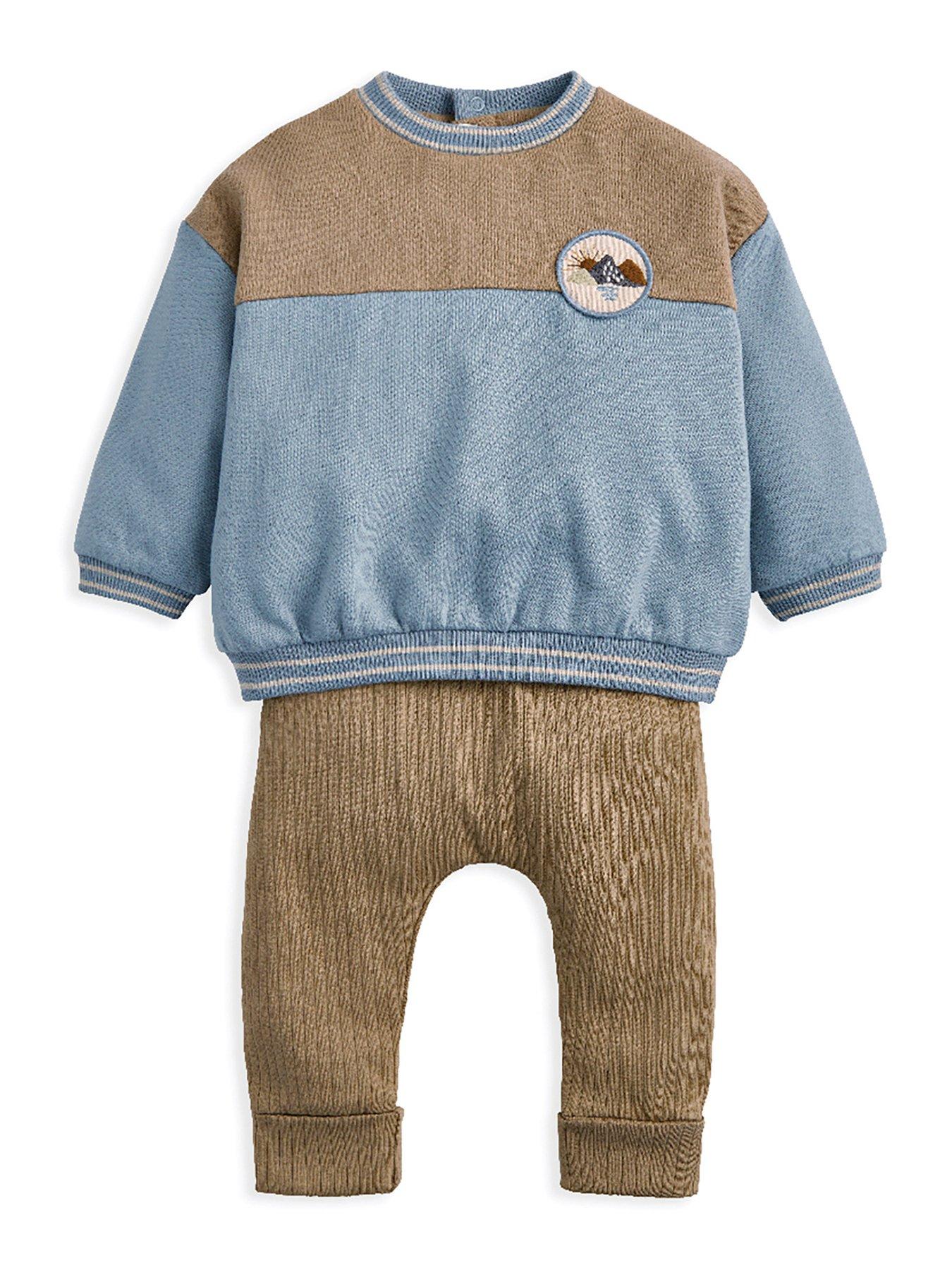 undefined Baby Boys 2 Piece Colour Block Sweatshirt & Legging Set - Beige