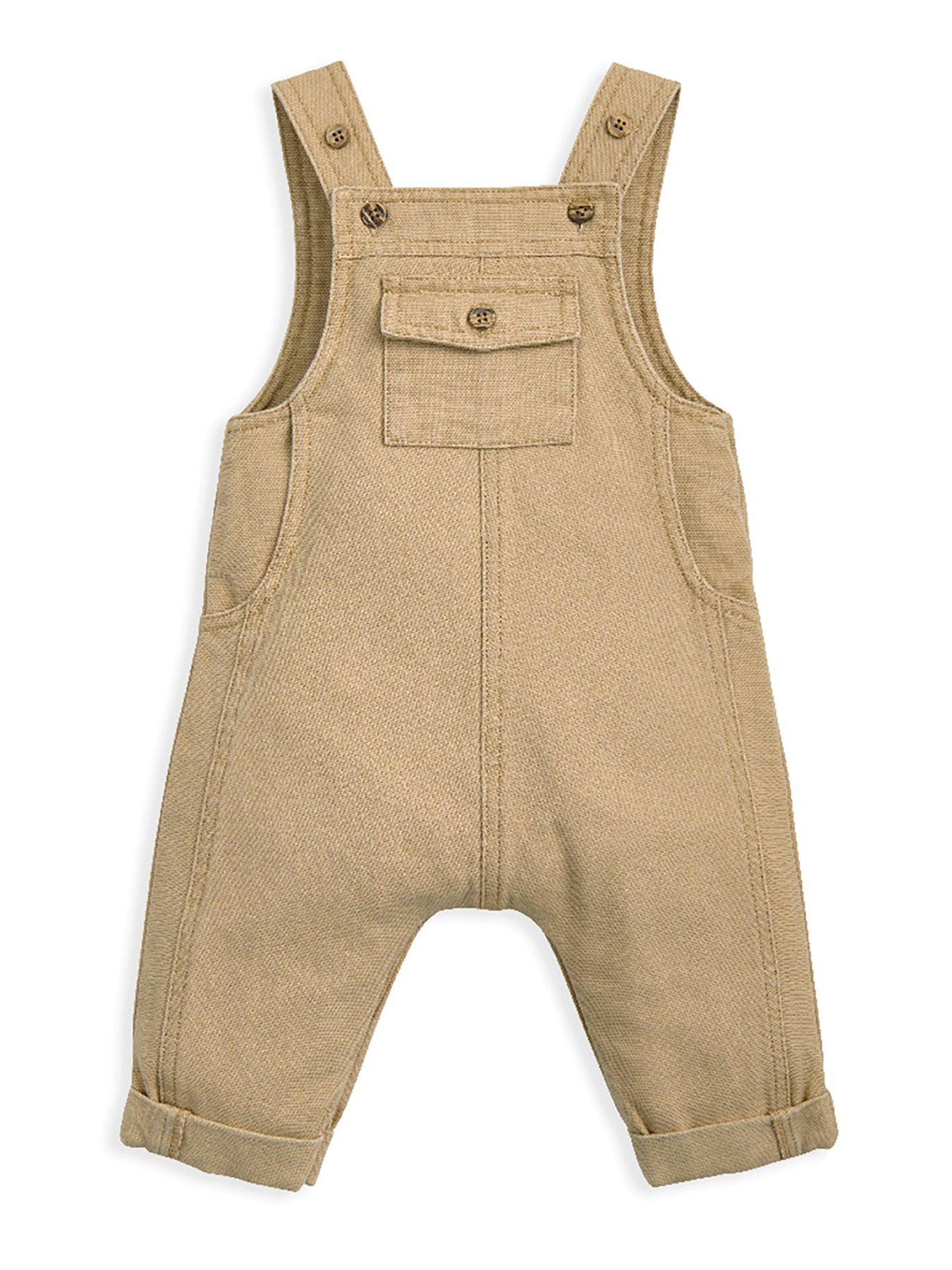 undefined Baby Boys Taupe Dungarees - Beige