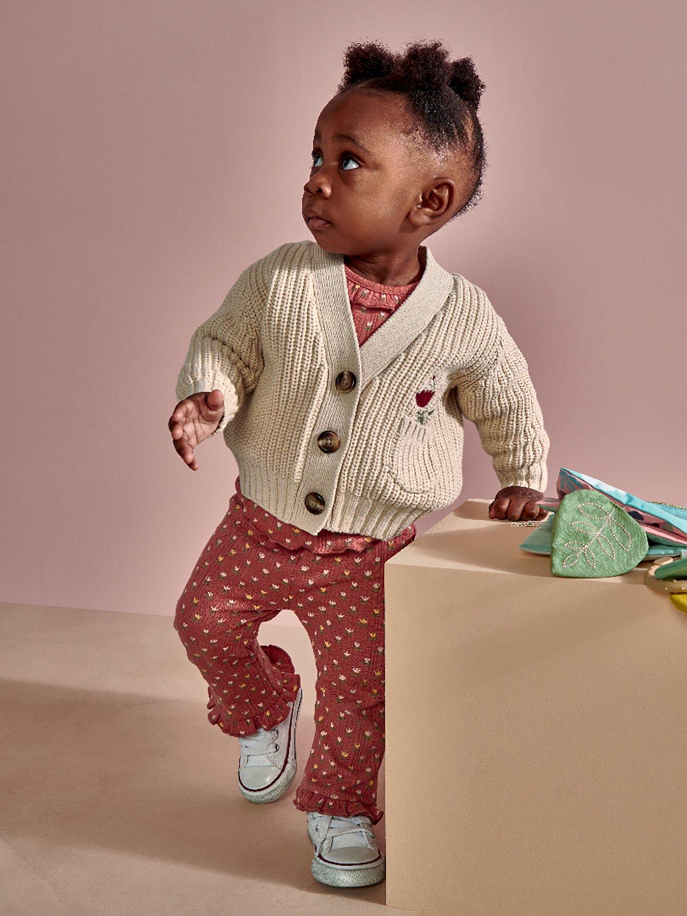 undefined Baby Girls Embroidered Knit Cardigan - Cream