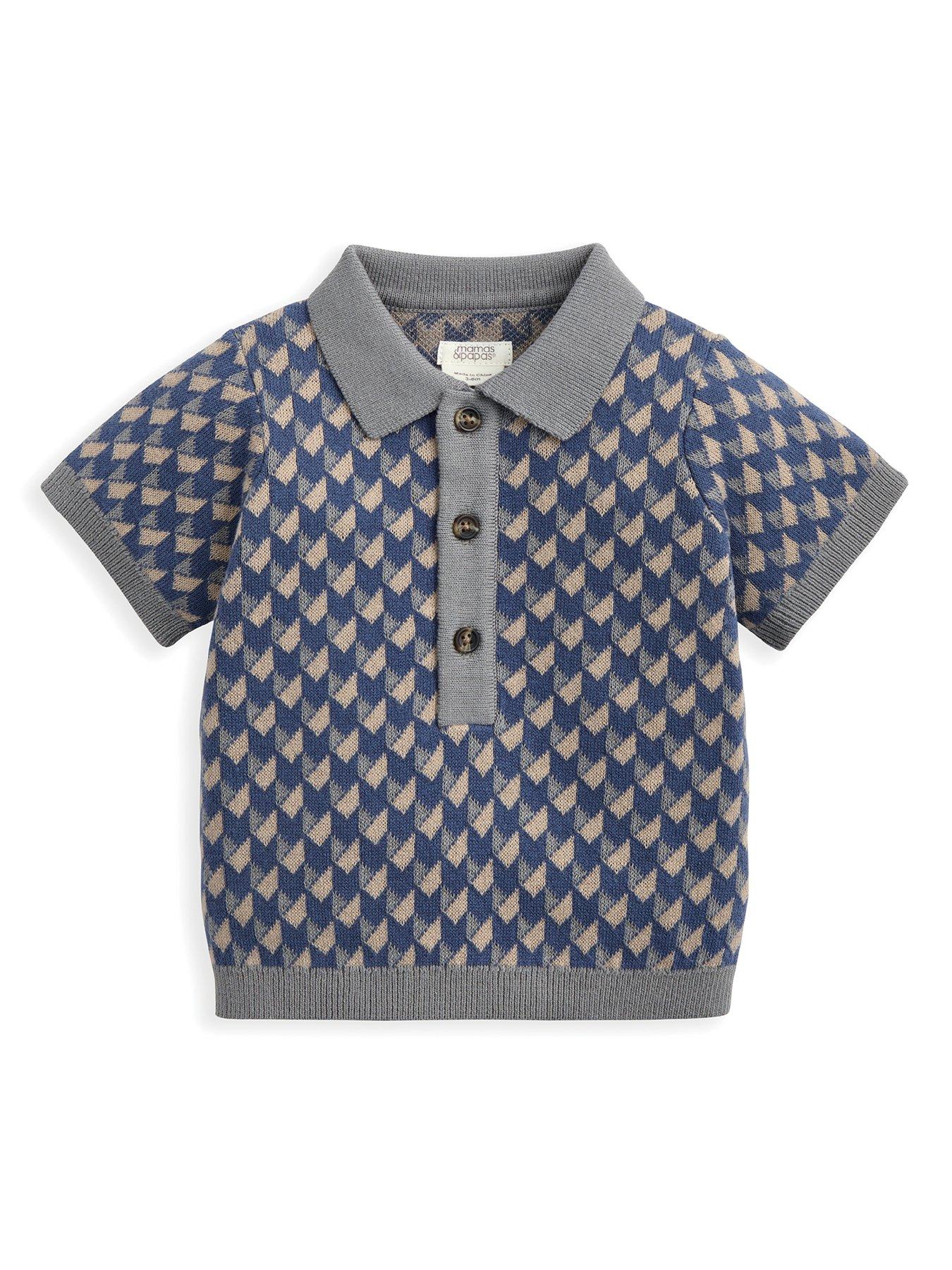 undefined Baby Boys Short Sleeve Knitted Polo Shirt - Blue